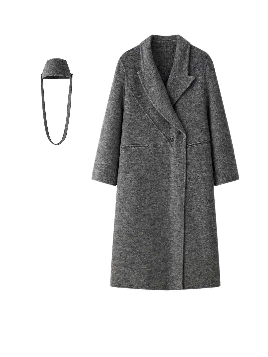 Textured Wool Hooded Coat Set