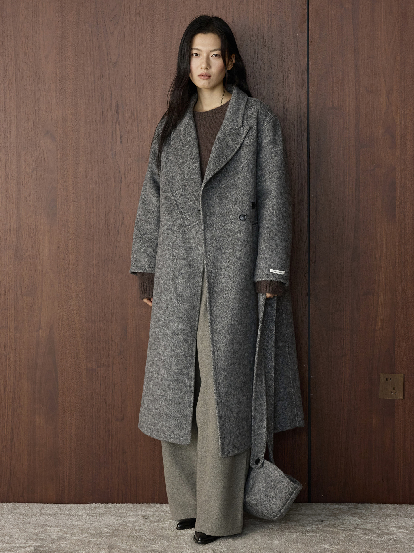 Textured Wool Hooded Coat Set