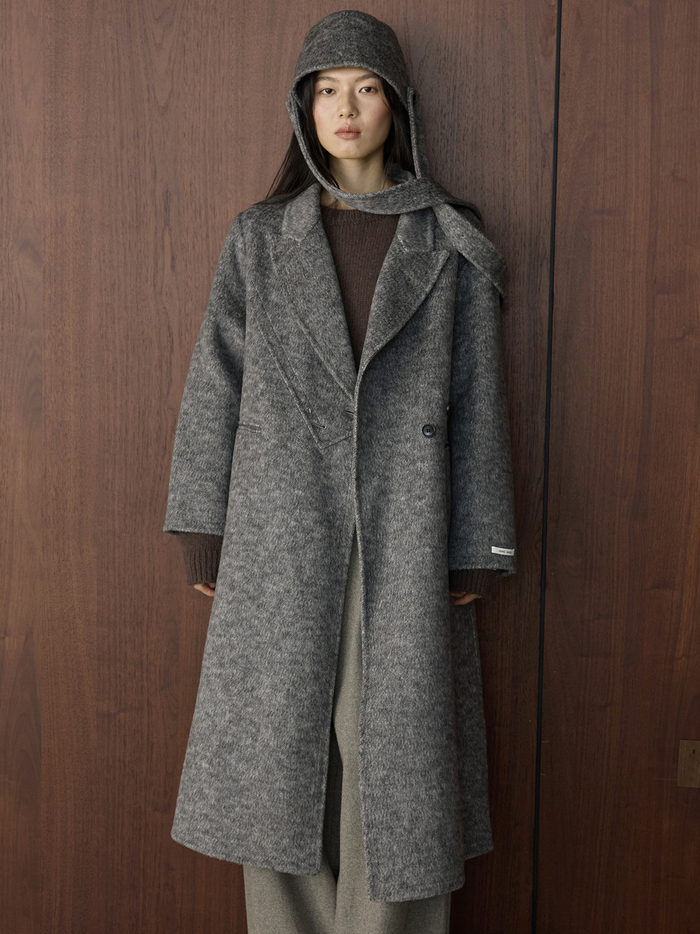 Textured Wool Hooded Coat Set