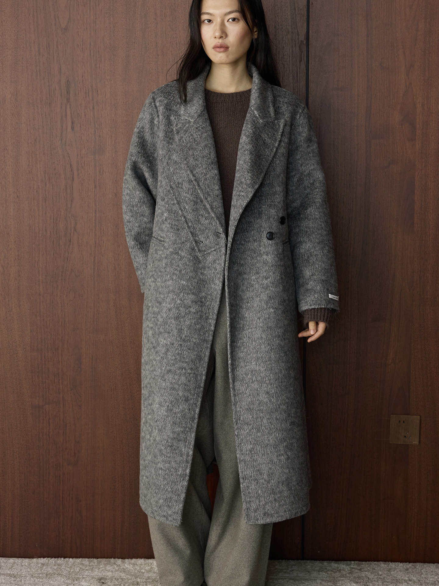 Textured Wool Hooded Coat Set