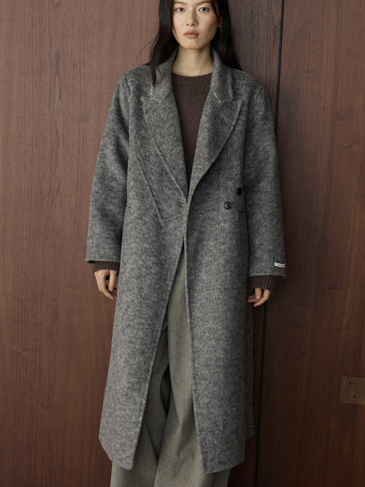 Textured Wool Hooded Coat Set