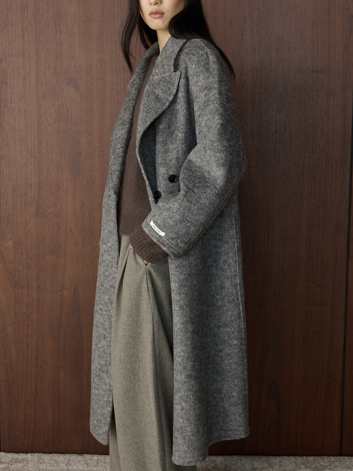 Textured Wool Hooded Coat Set