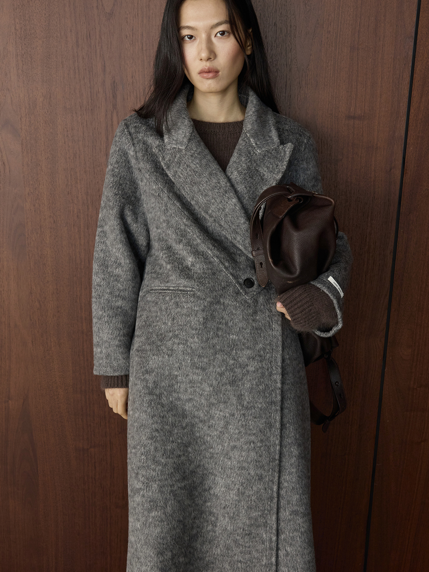 Textured Wool Hooded Coat Set