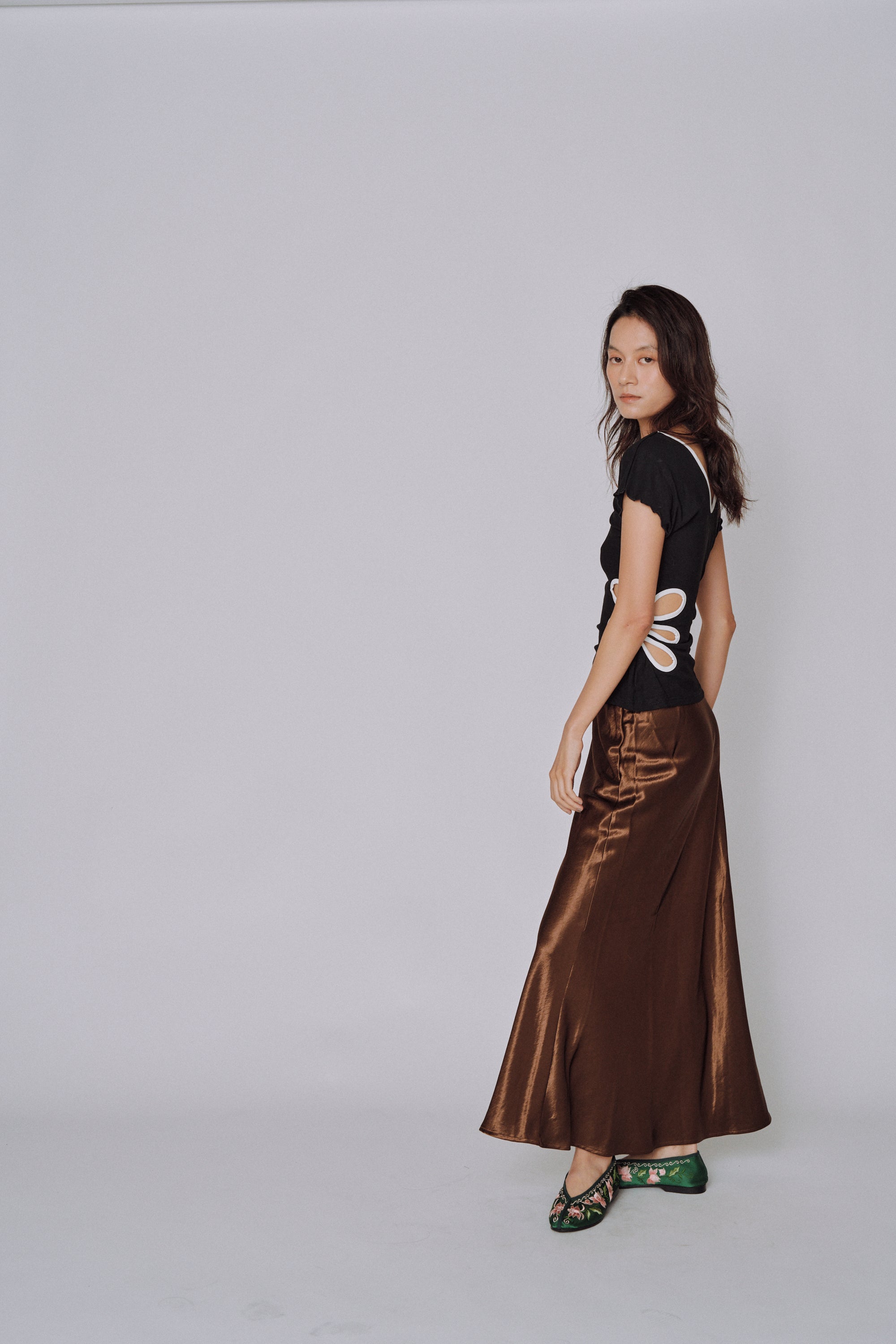 NEW|Glossy Flow Satin Skirt