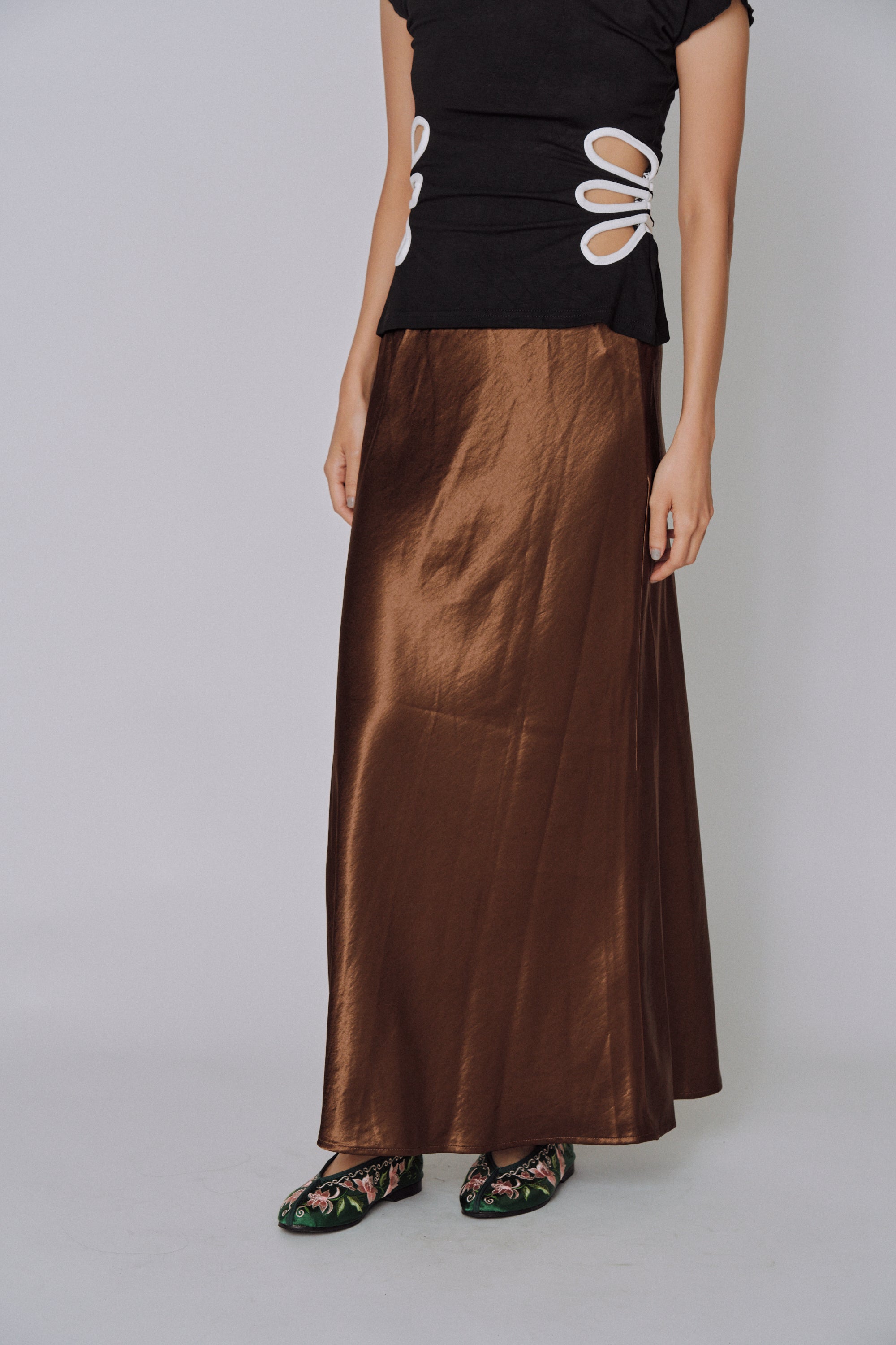 NEW|Glossy Flow Satin Skirt
