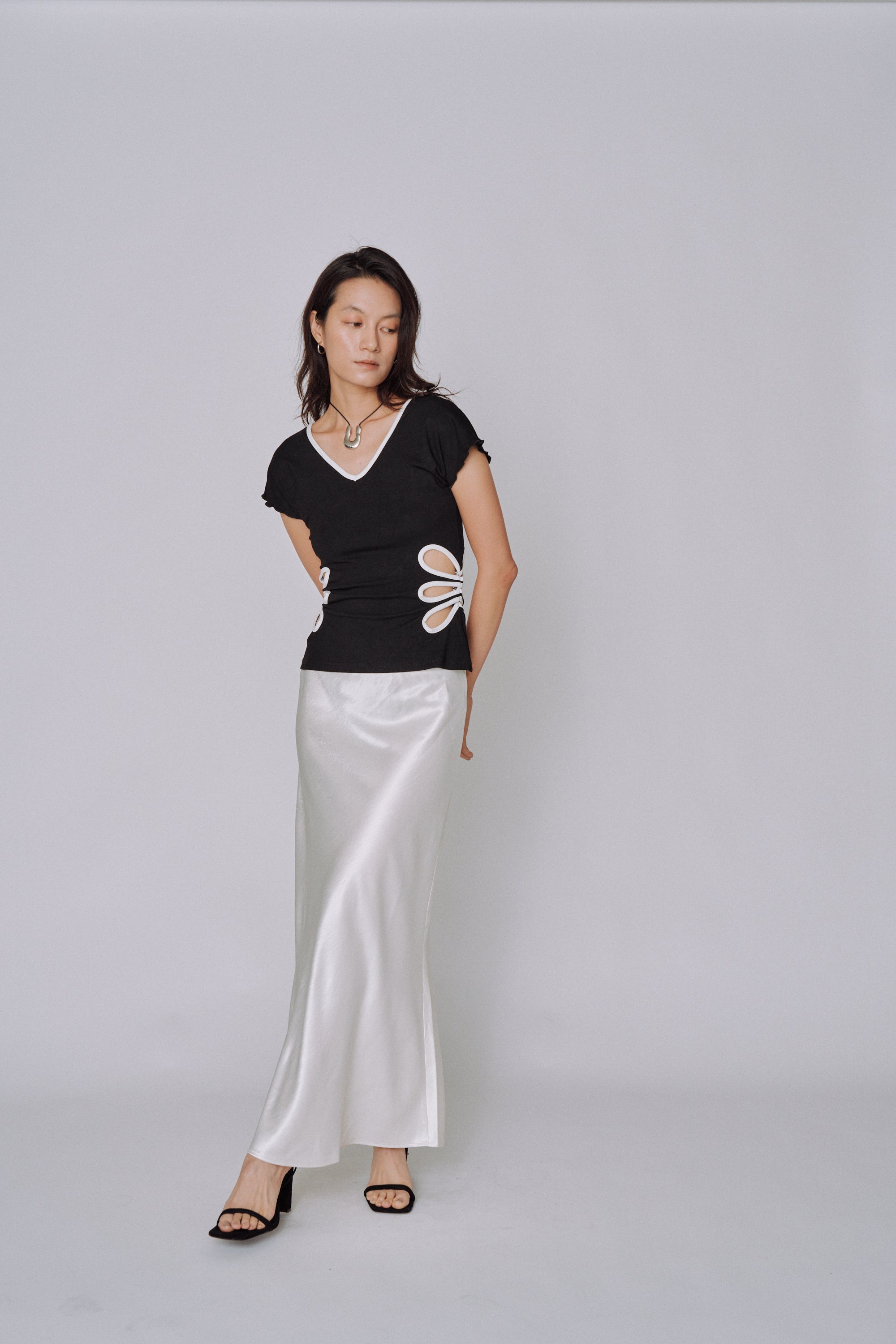 NEW|Glossy Flow Satin Skirt
