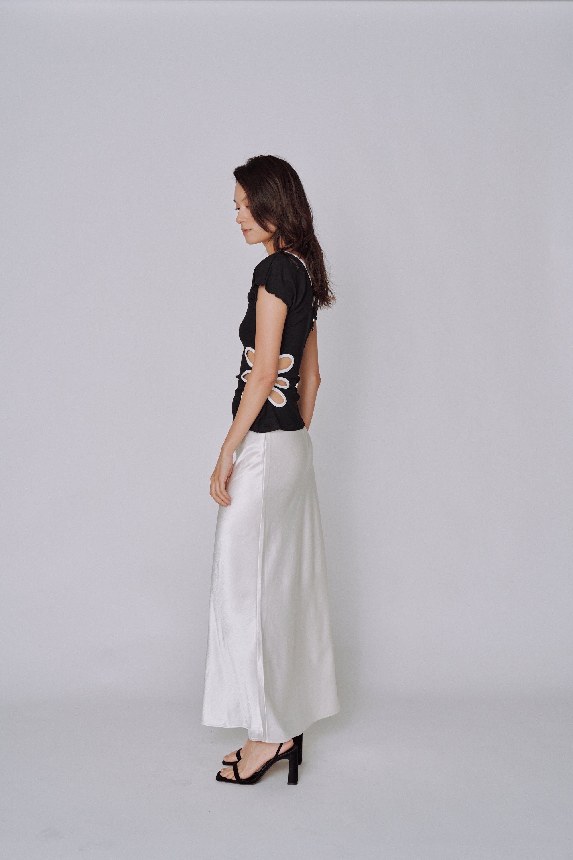 NEW|Glossy Flow Satin Skirt