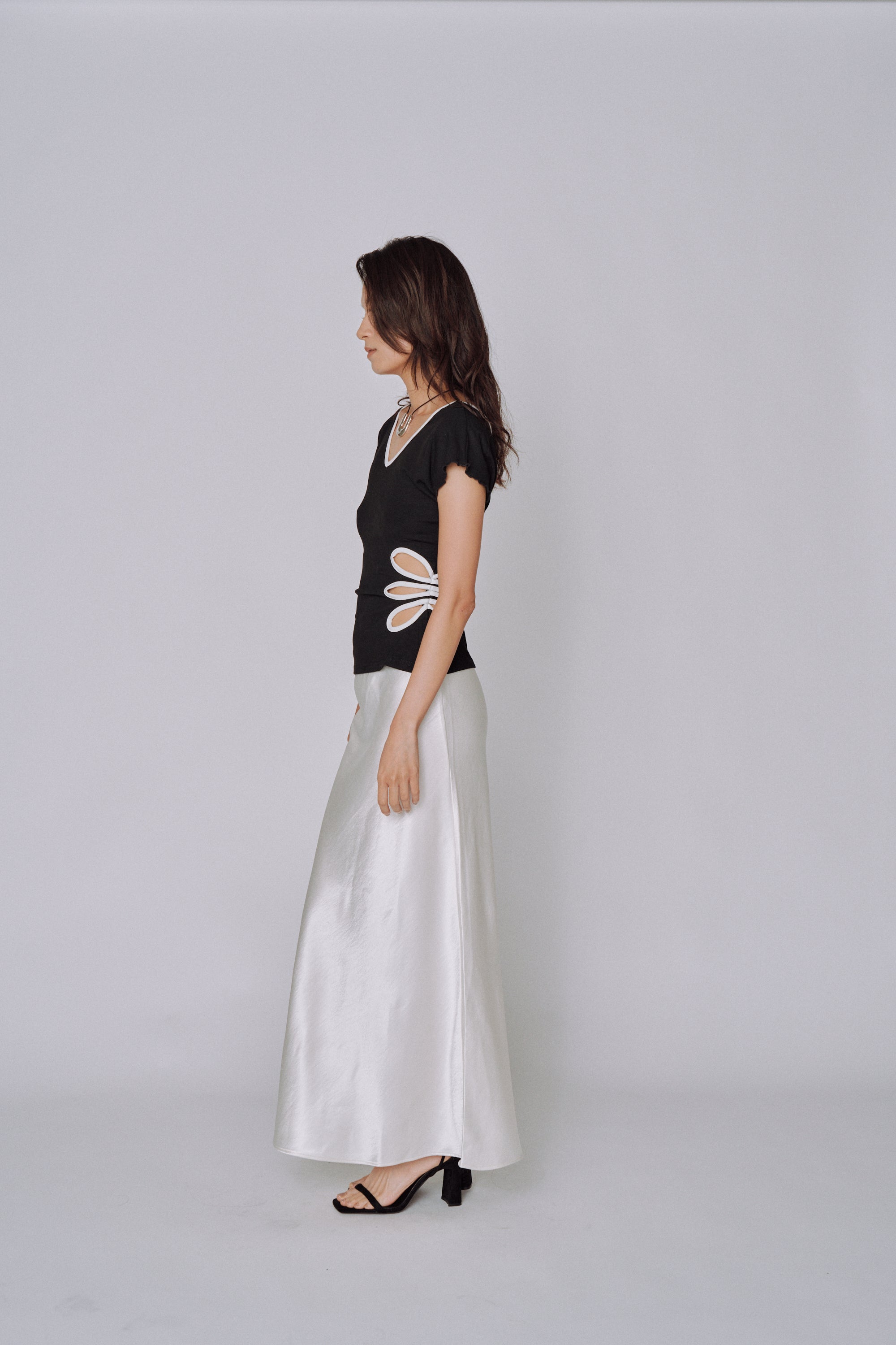 NEW|Glossy Flow Satin Skirt