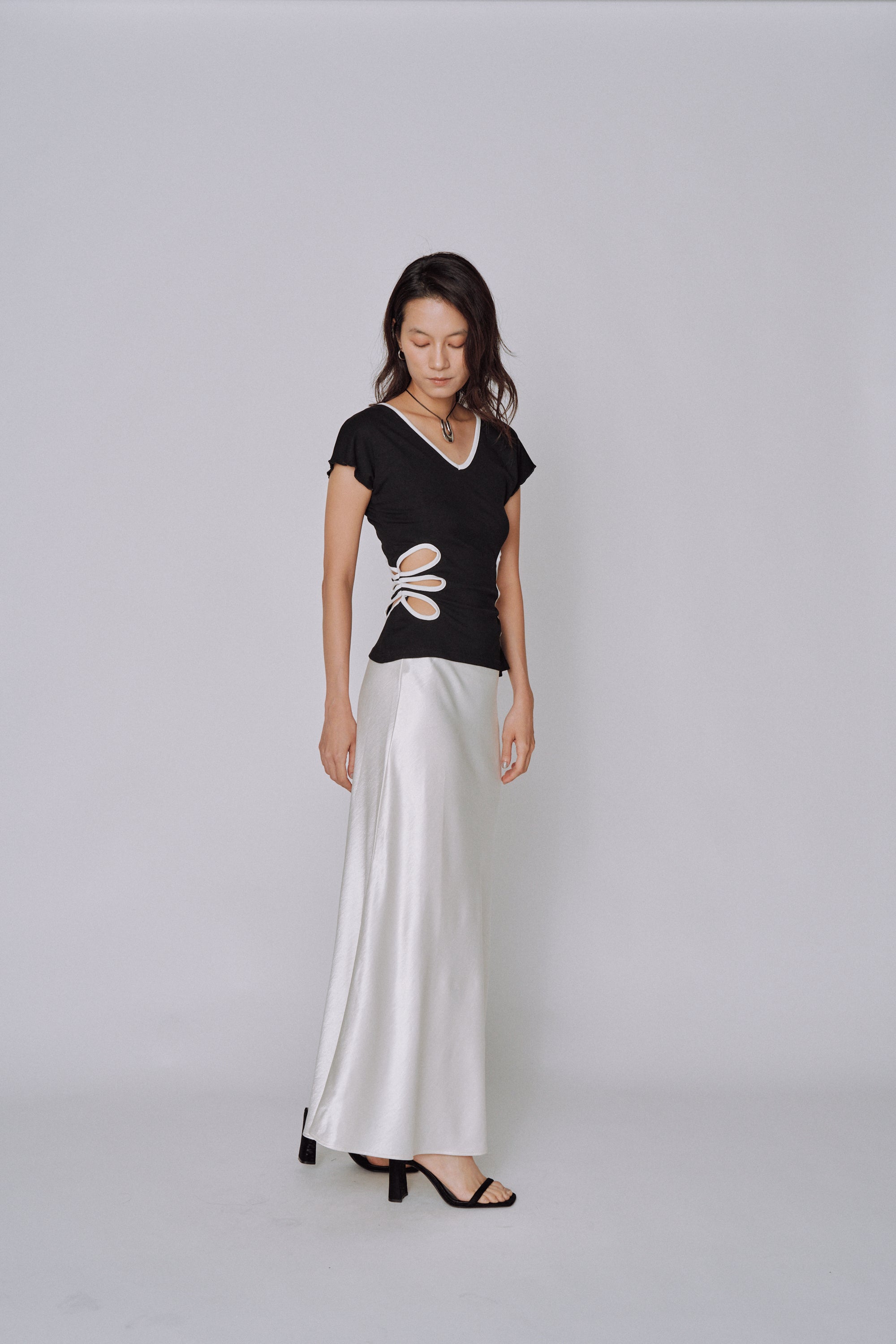 NEW|Glossy Flow Satin Skirt