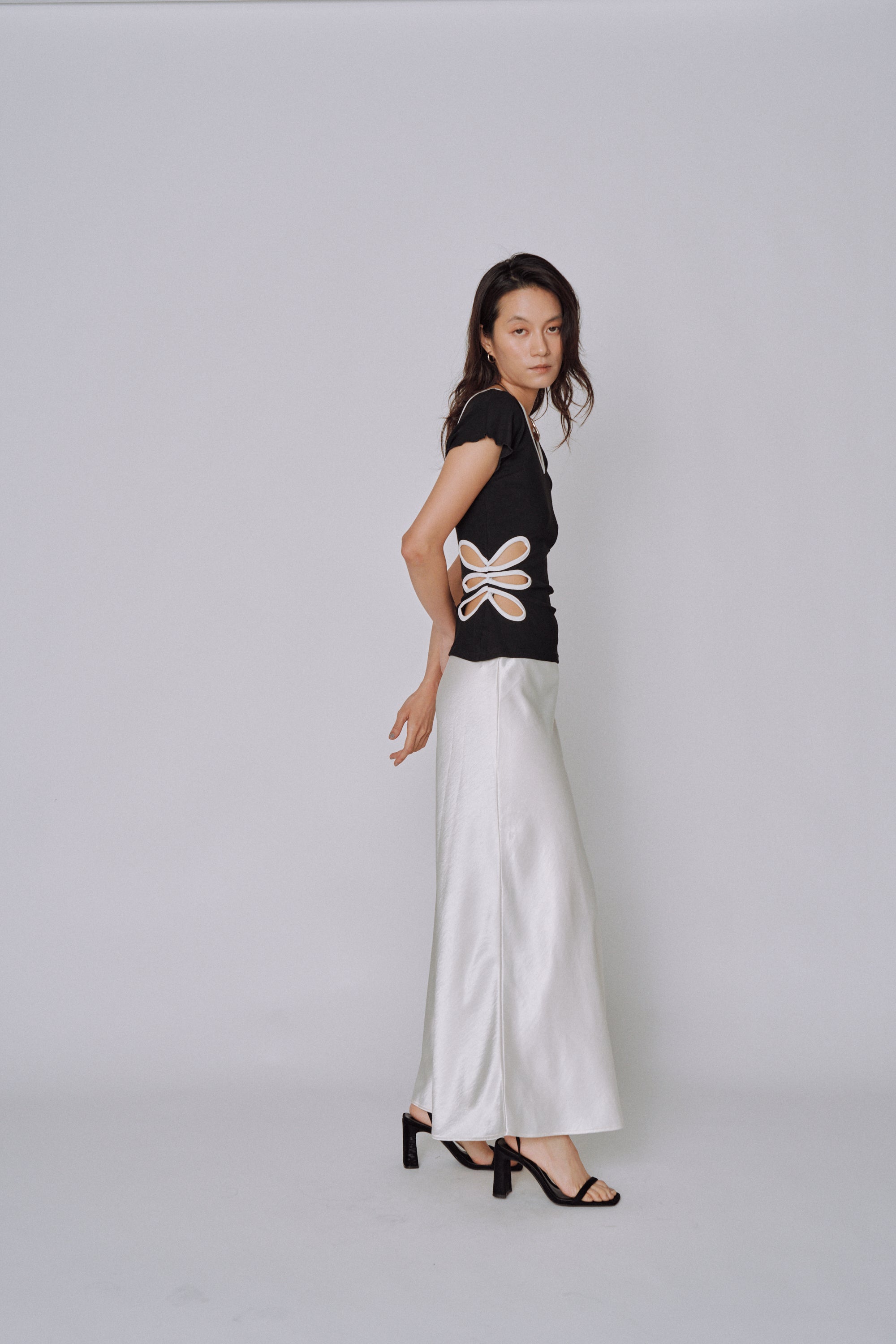 NEW|Glossy Flow Satin Skirt