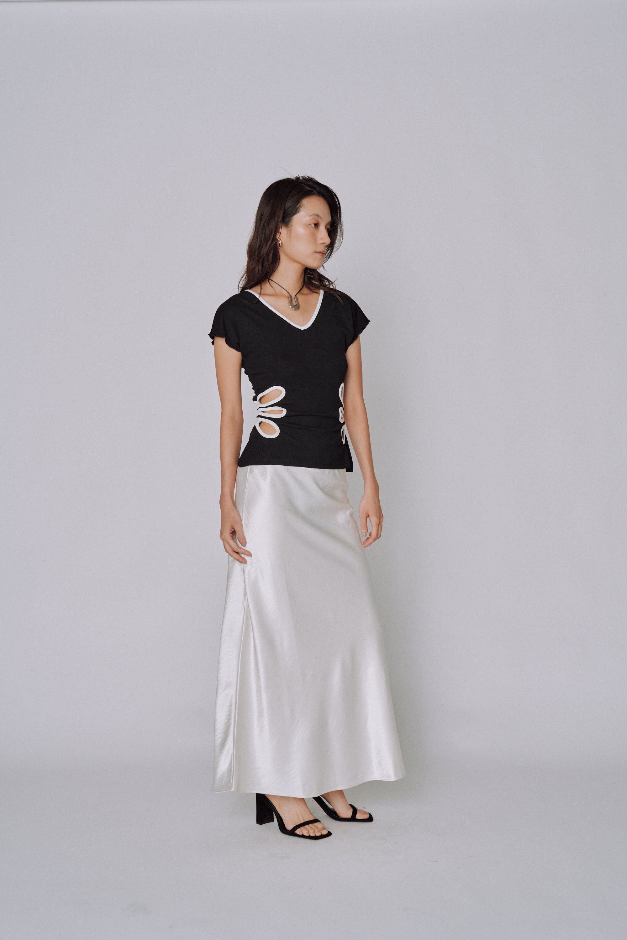 NEW|Glossy Flow Satin Skirt