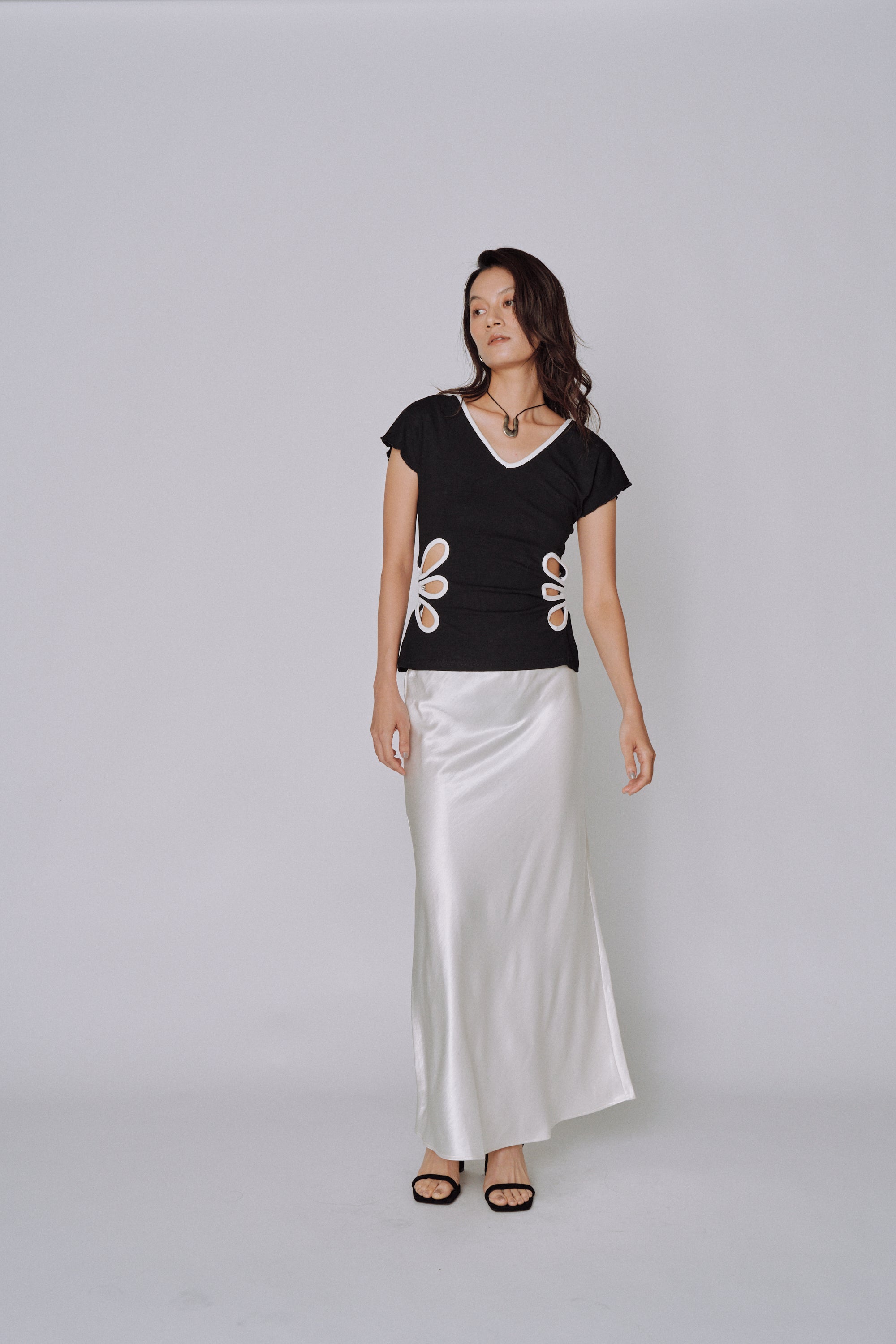 NEW|Glossy Flow Satin Skirt