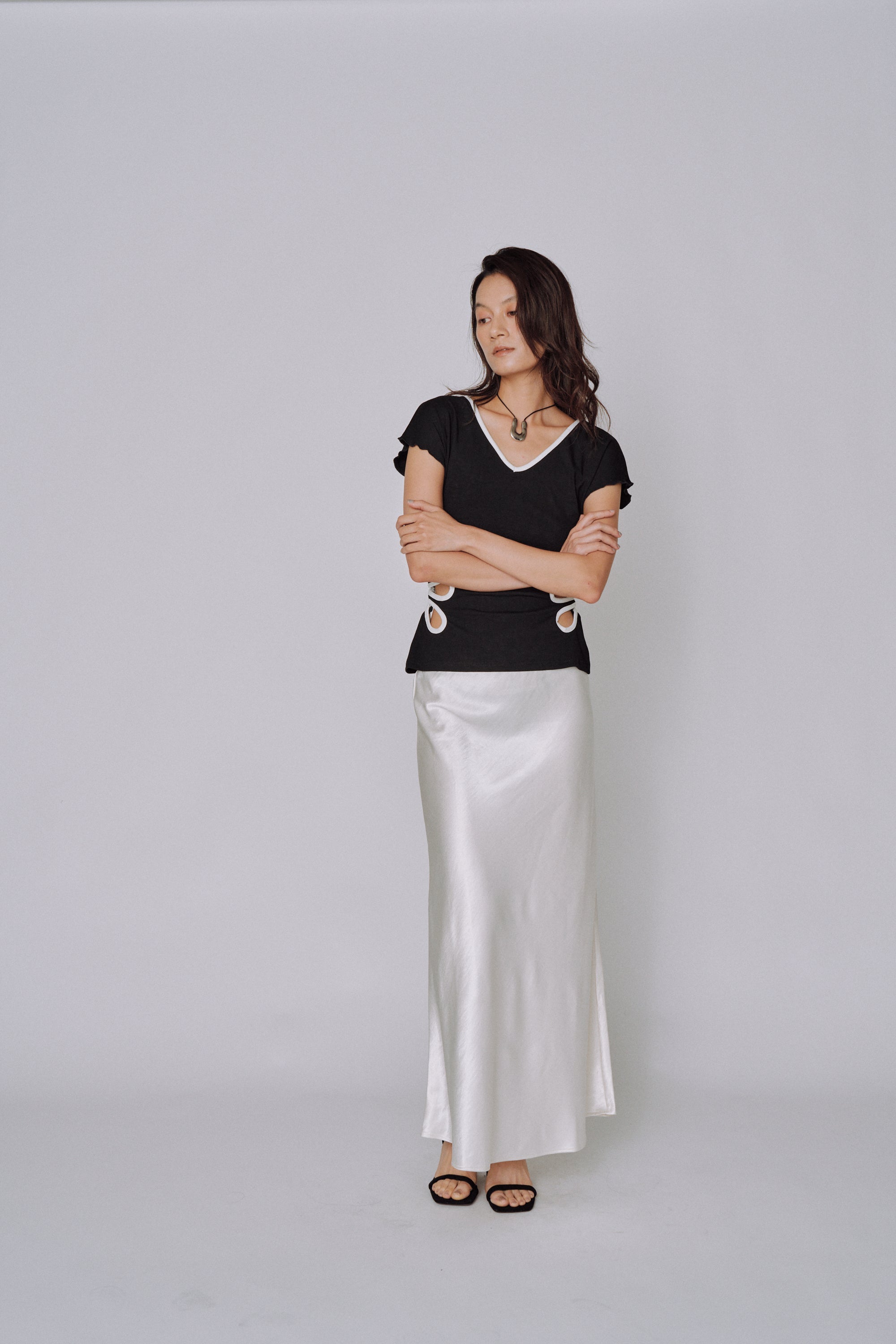 NEW|Glossy Flow Satin Skirt