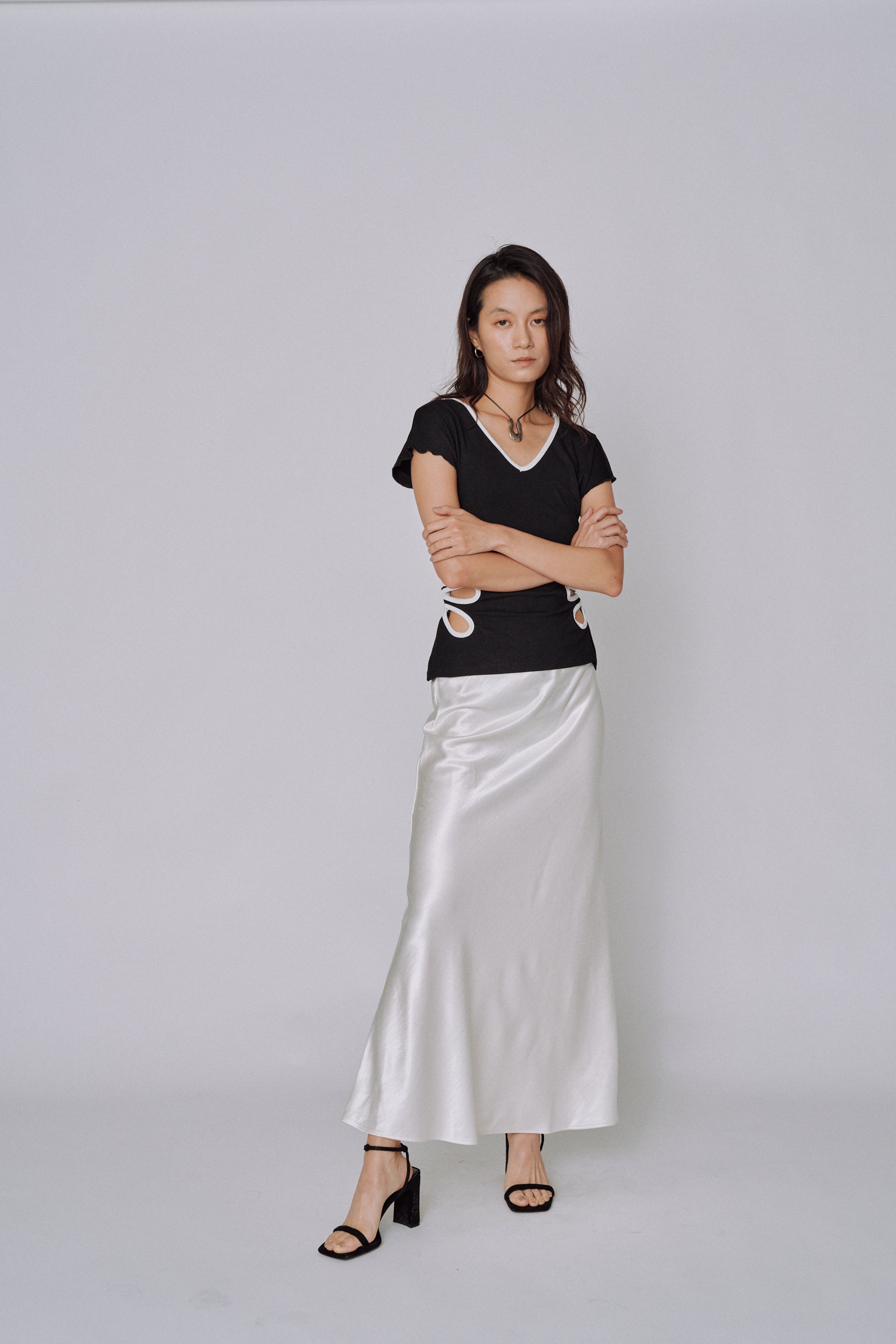 NEW|Glossy Flow Satin Skirt