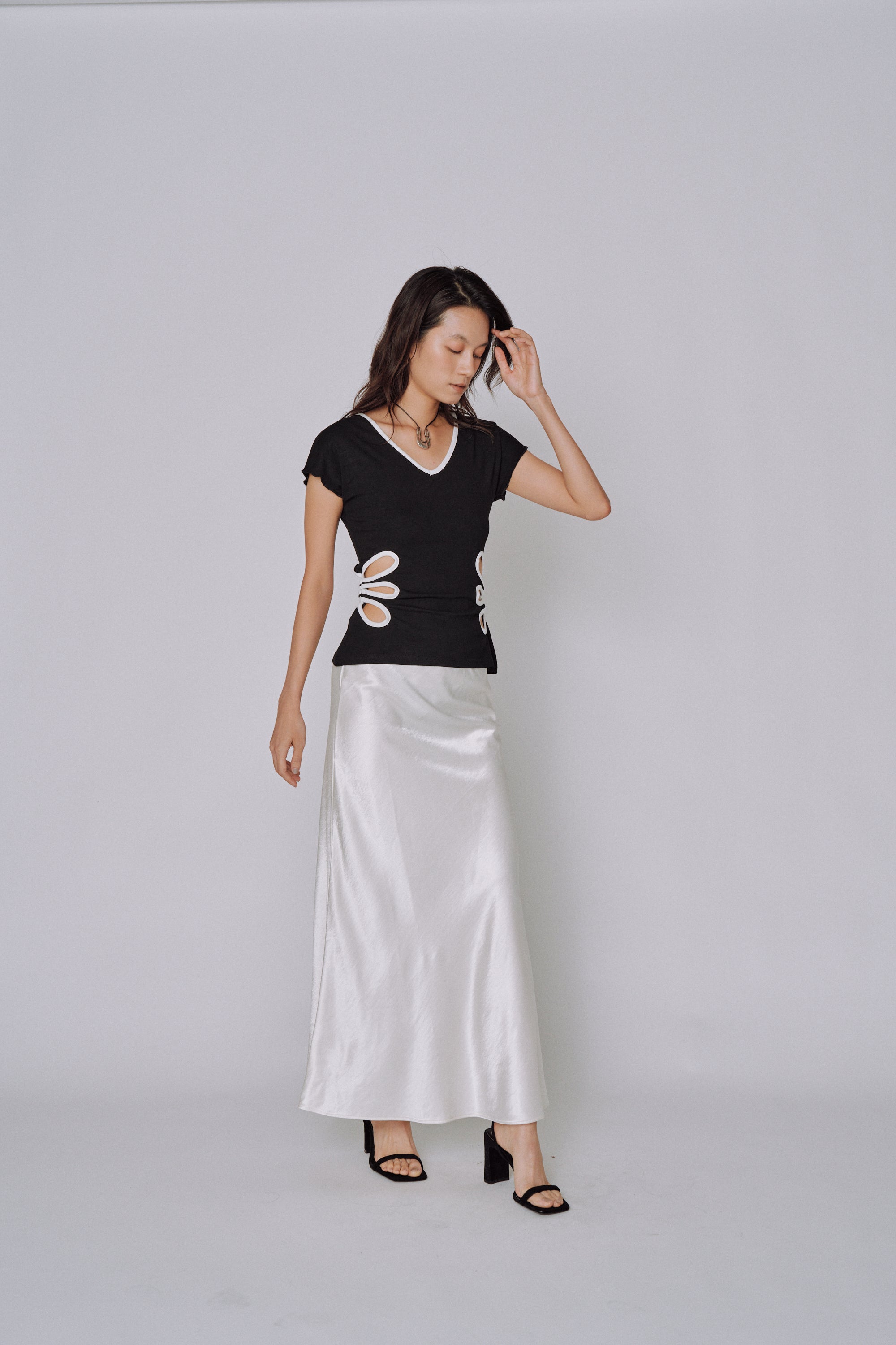 NEW|Glossy Flow Satin Skirt