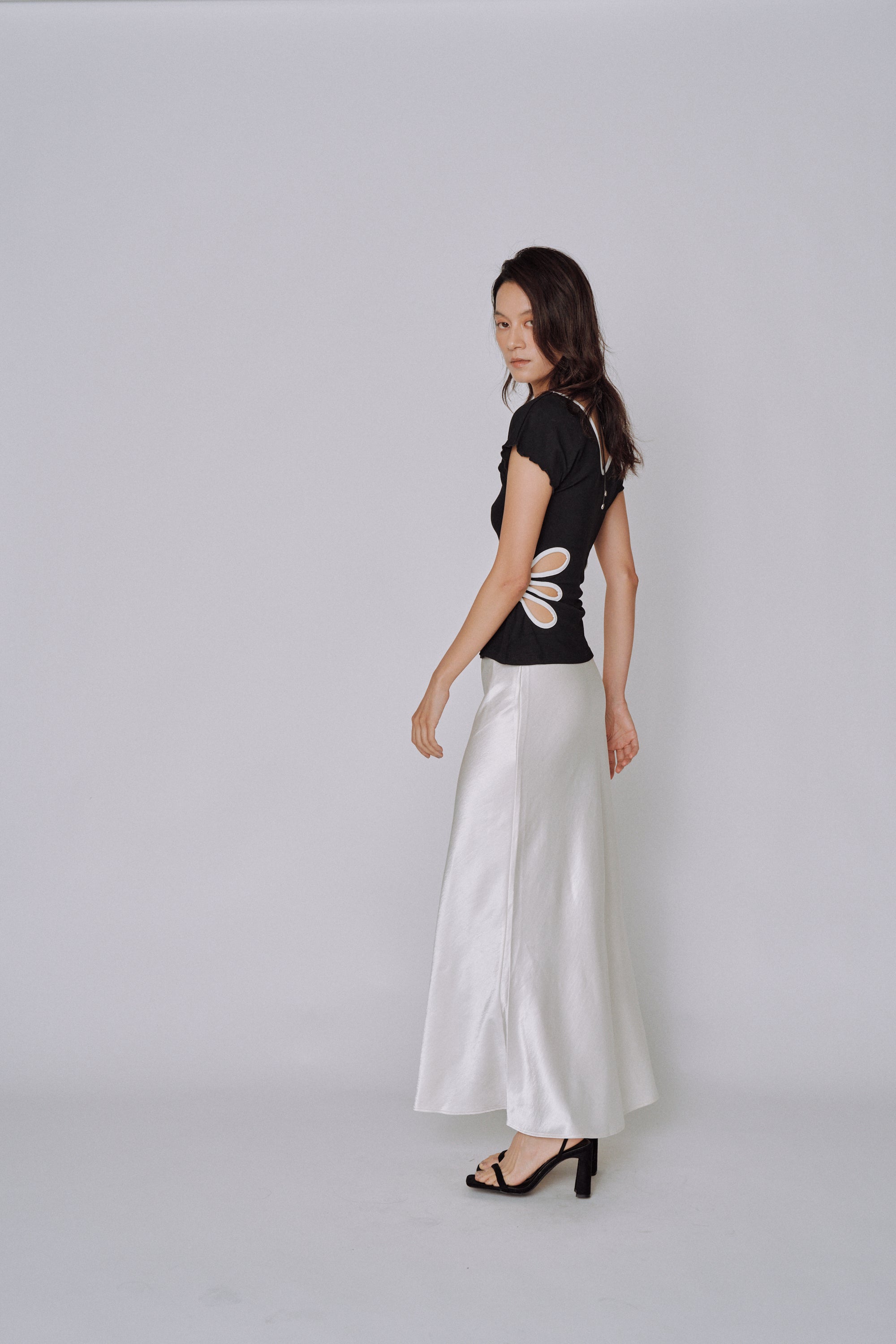 NEW|Glossy Flow Satin Skirt