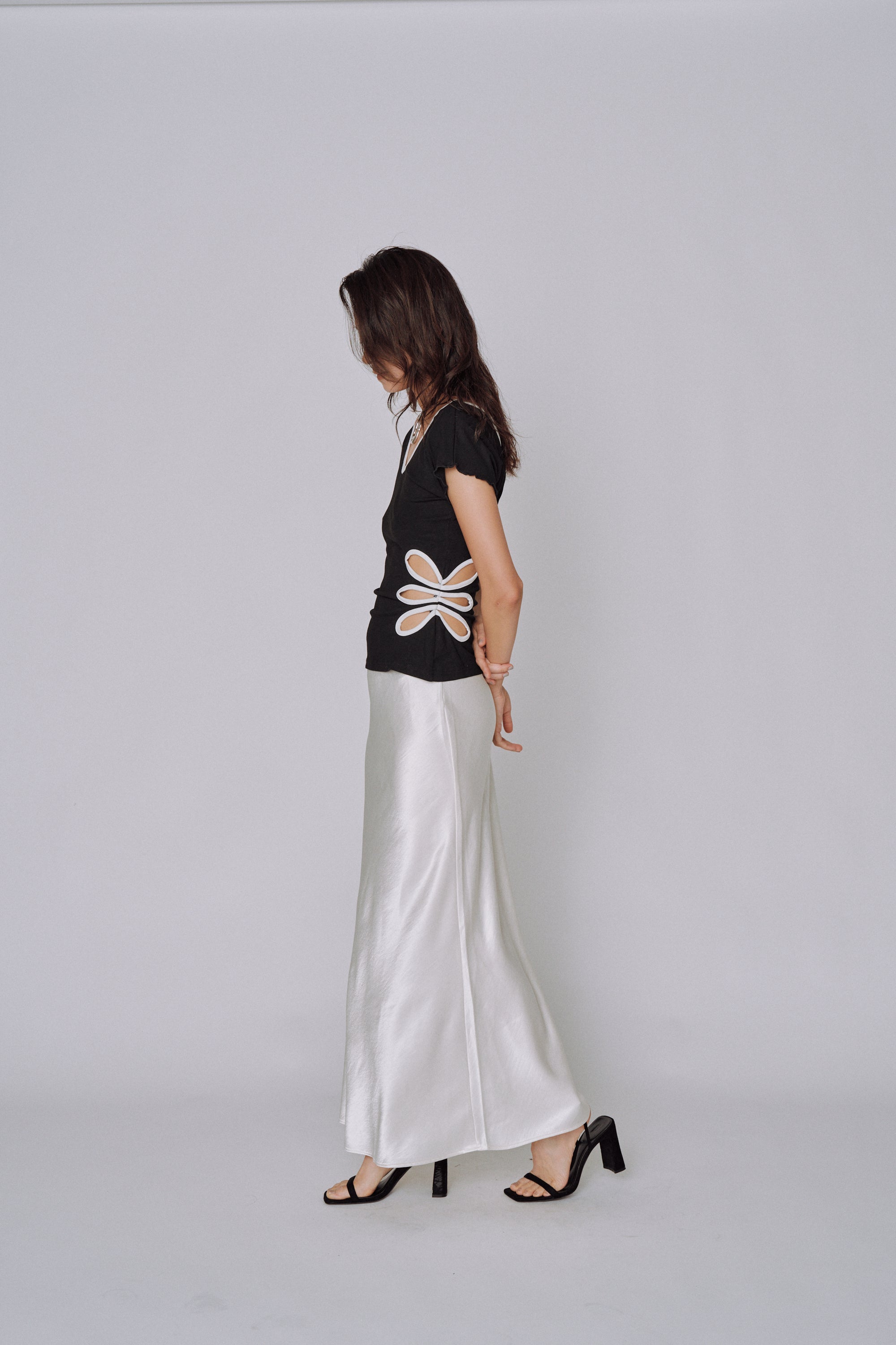 NEW|Glossy Flow Satin Skirt