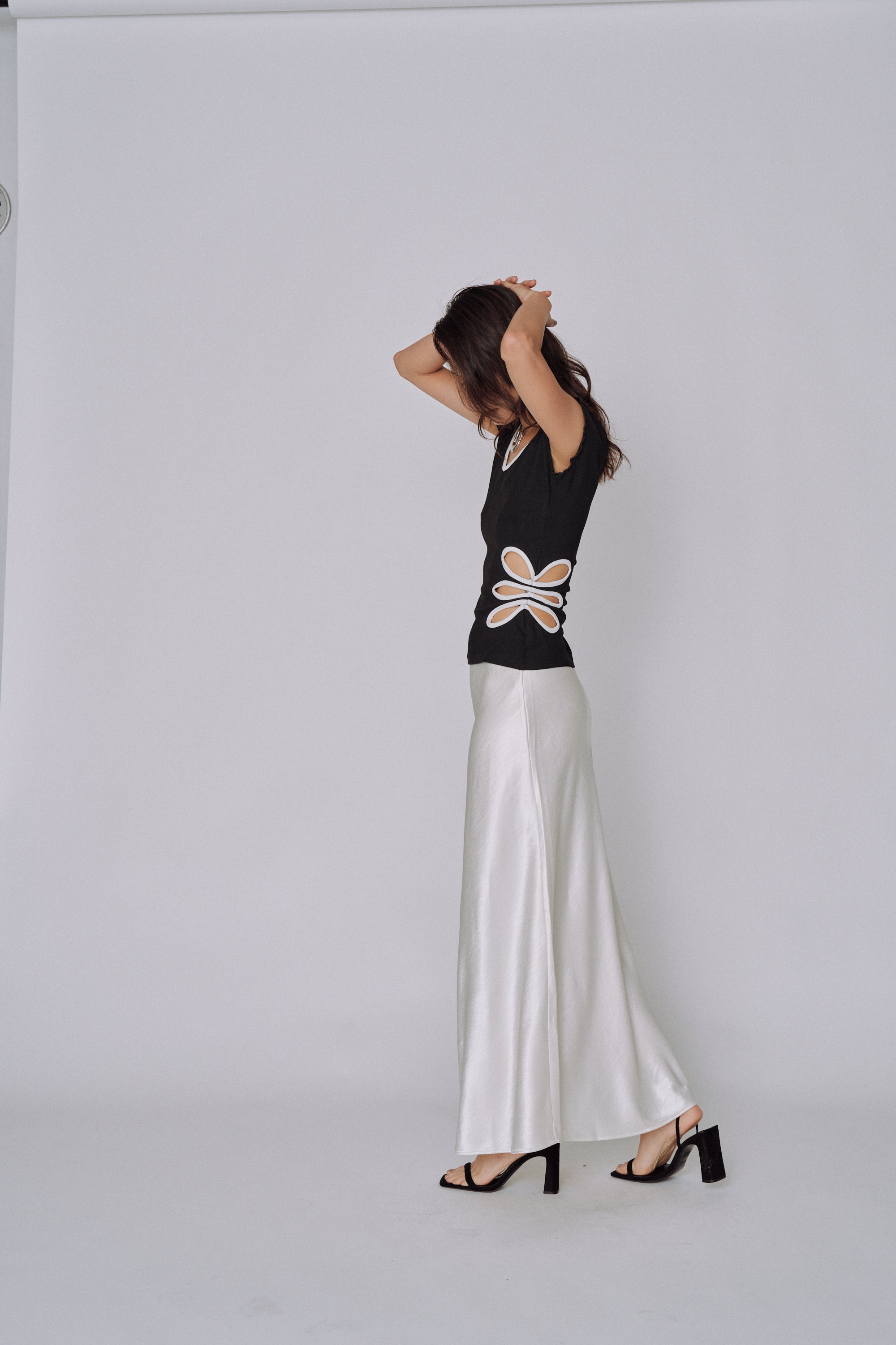 NEW|Glossy Flow Satin Skirt