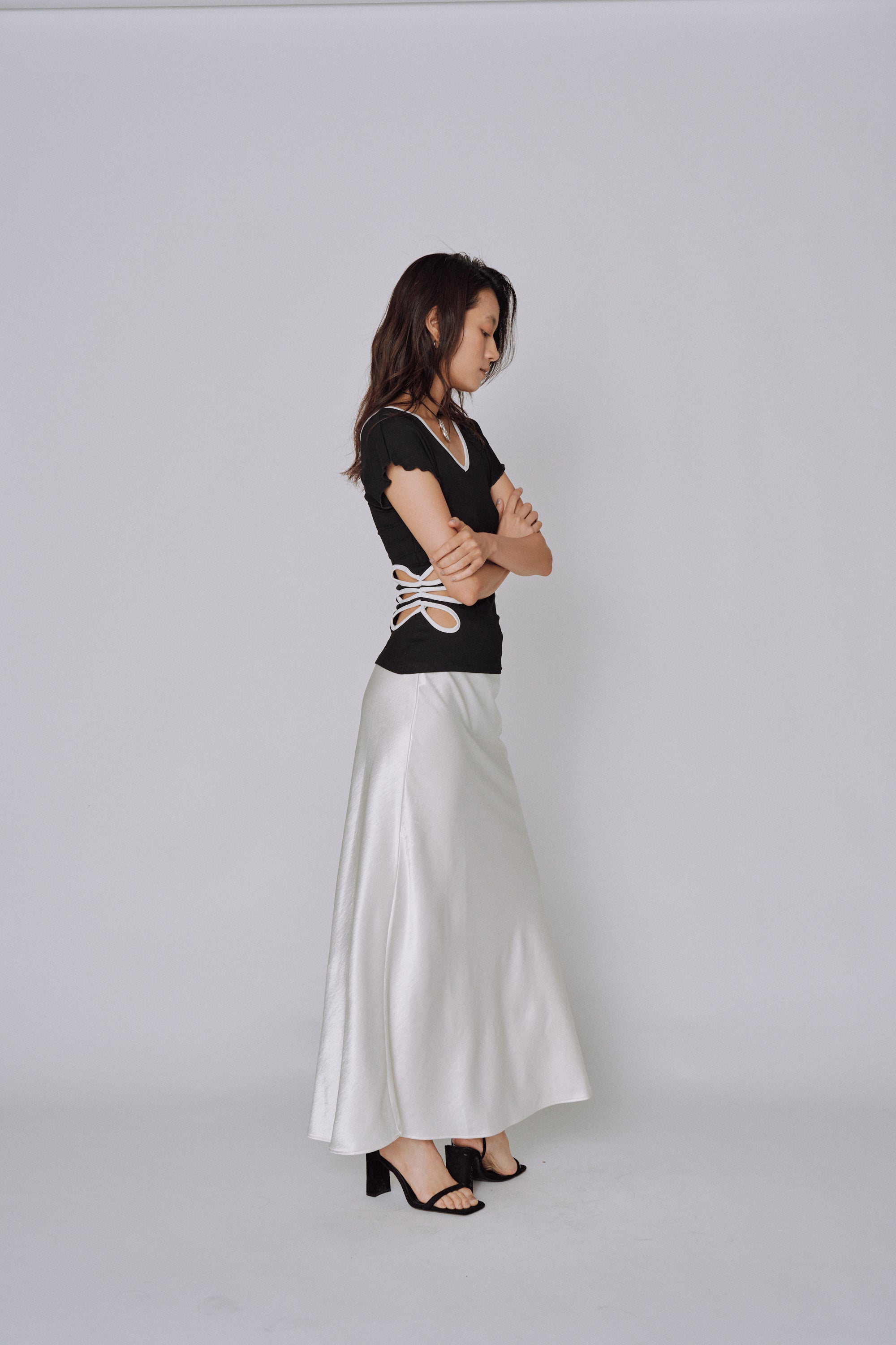 NEW|Glossy Flow Satin Skirt