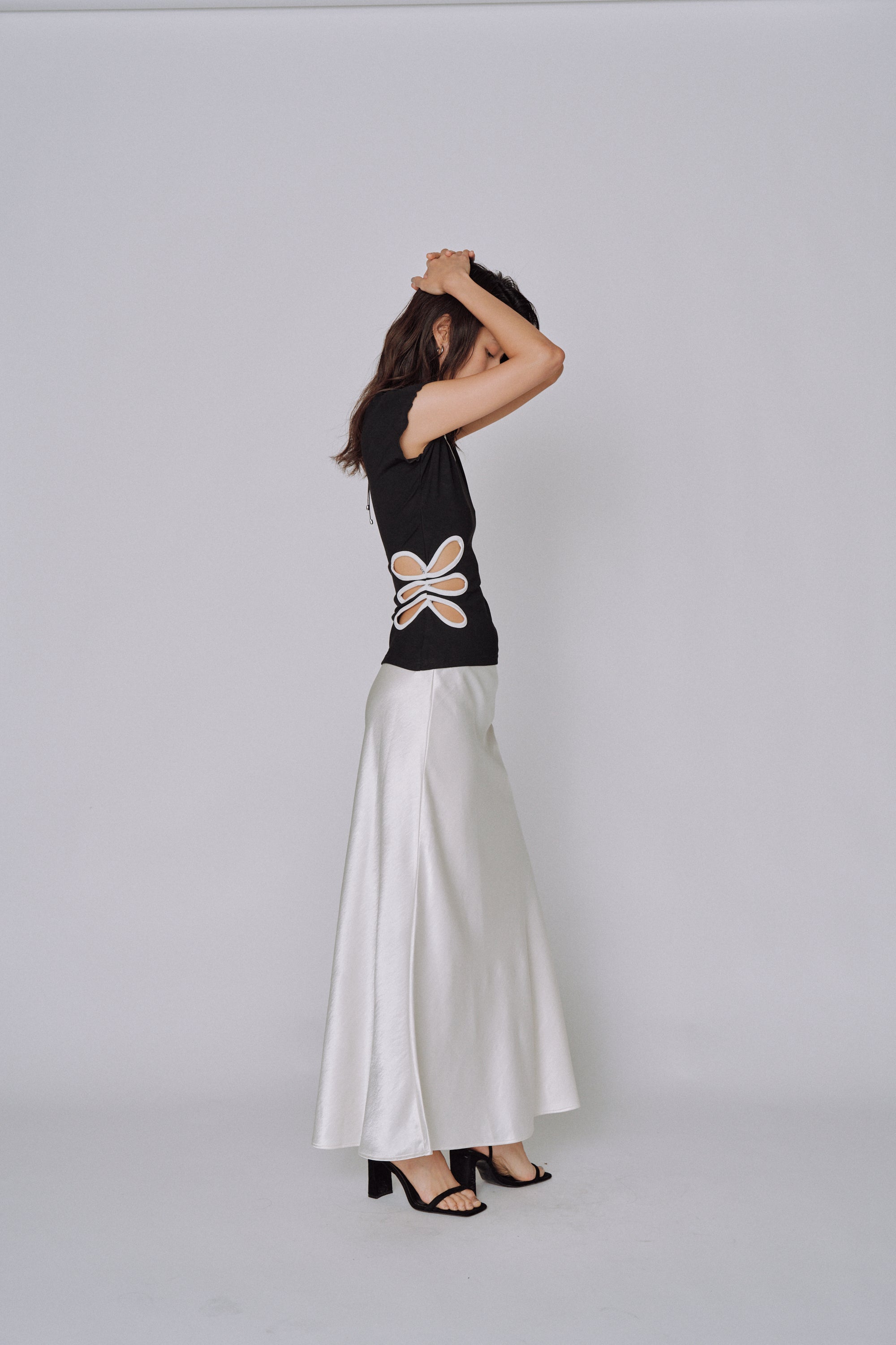 NEW|Glossy Flow Satin Skirt