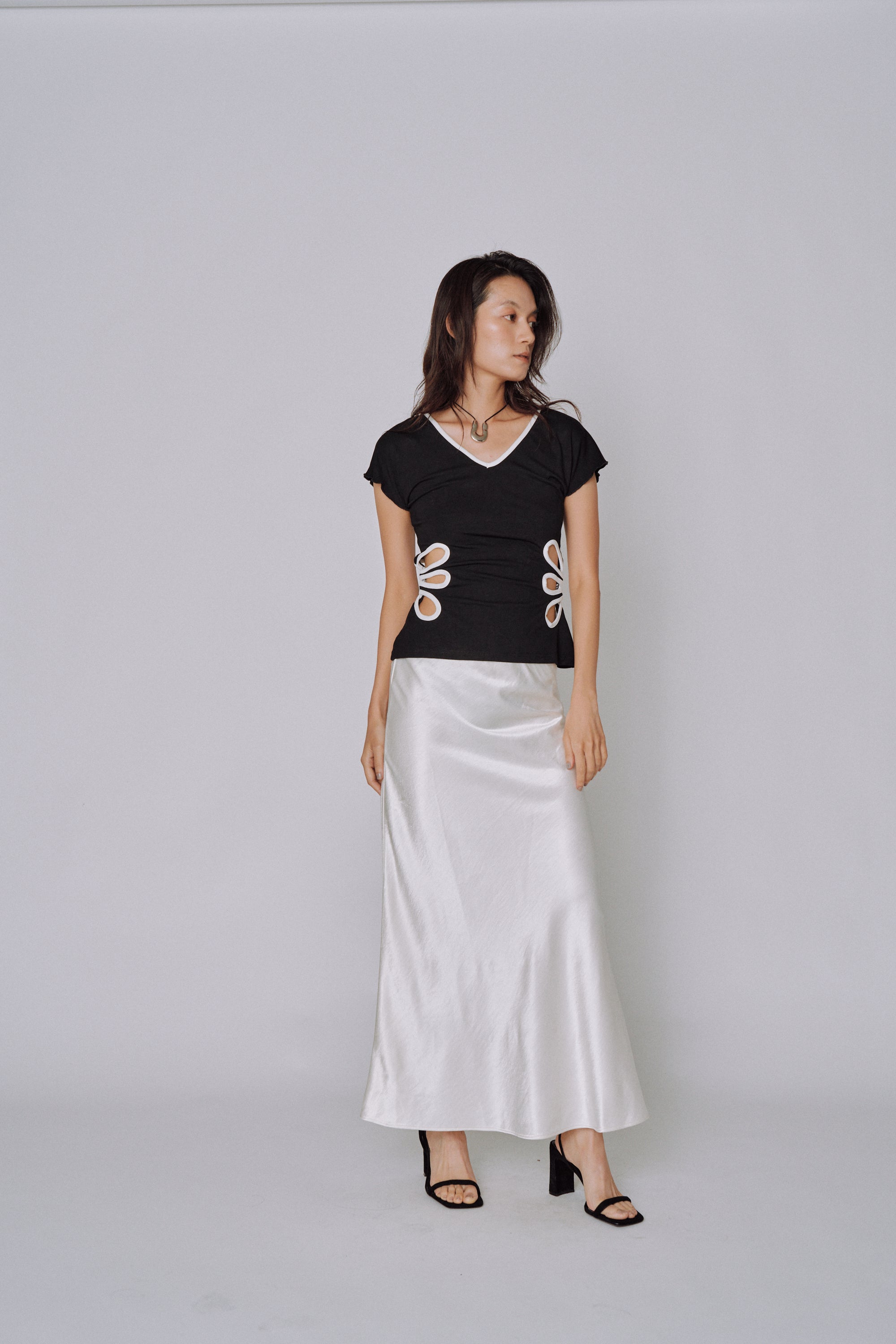 NEW|Glossy Flow Satin Skirt