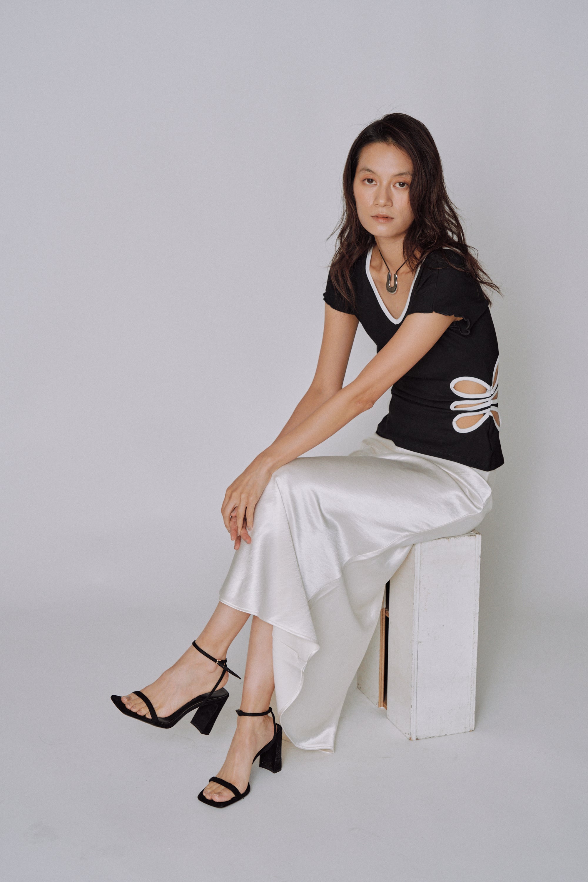 NEW|Glossy Flow Satin Skirt