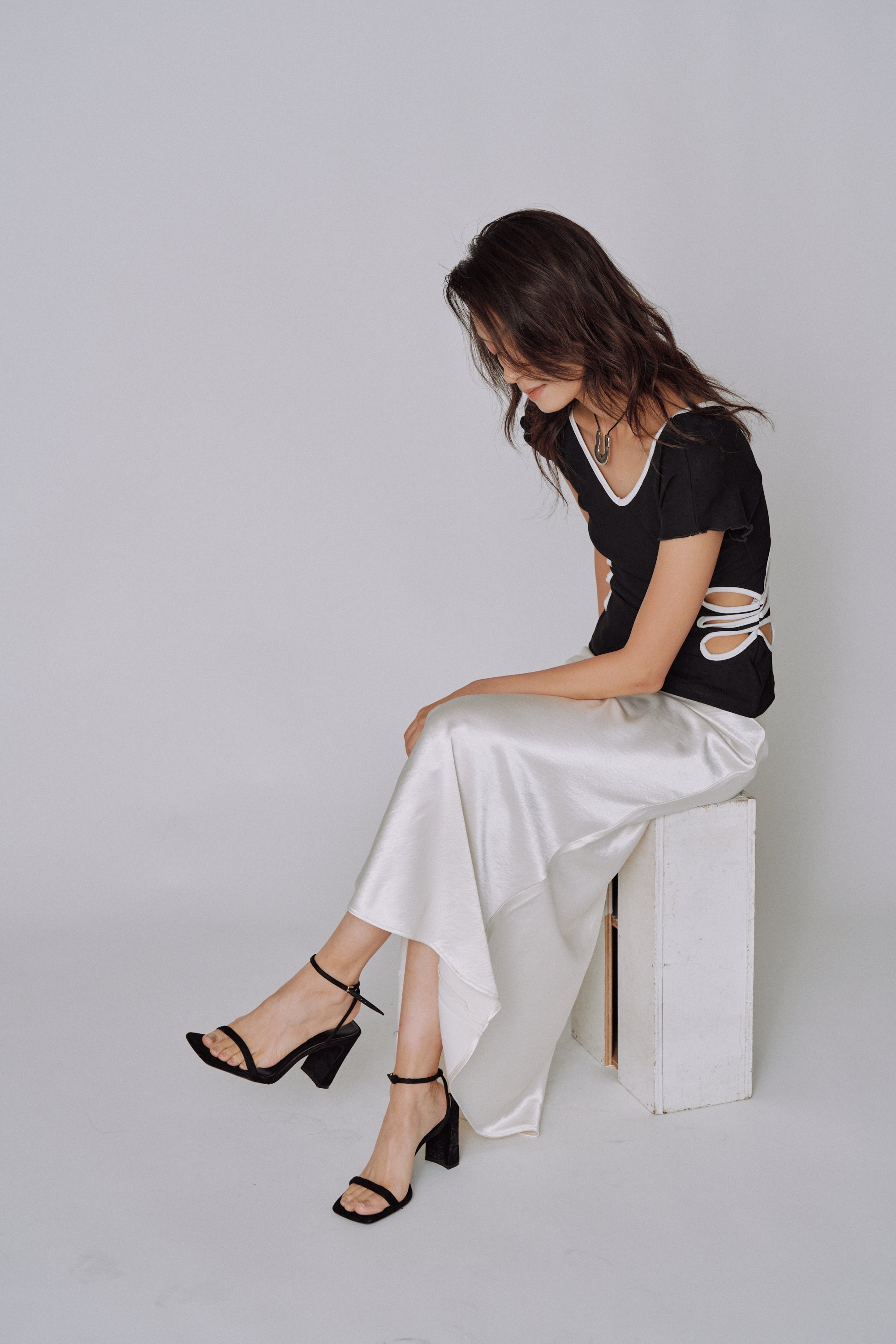 NEW|Glossy Flow Satin Skirt