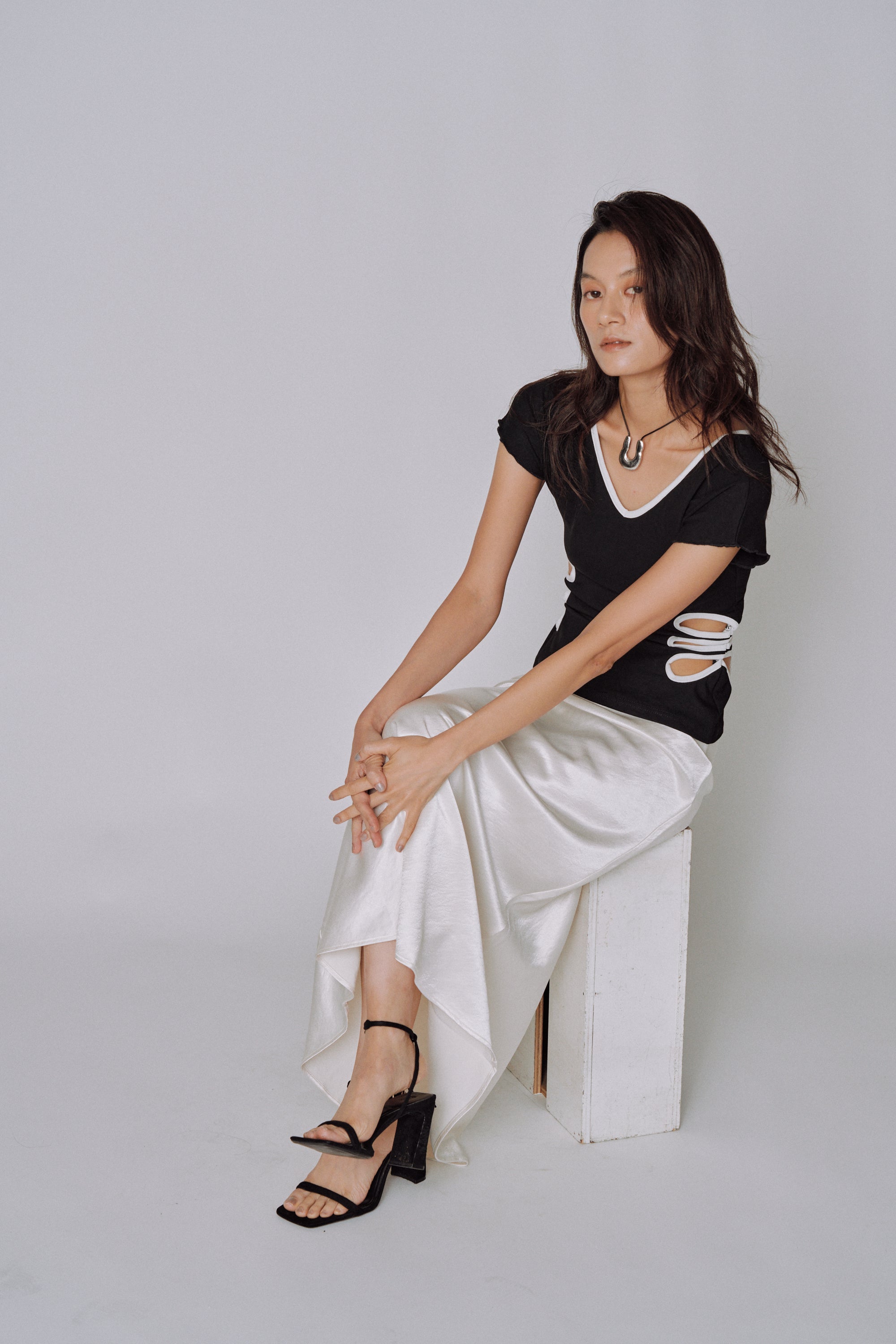 NEW|Glossy Flow Satin Skirt