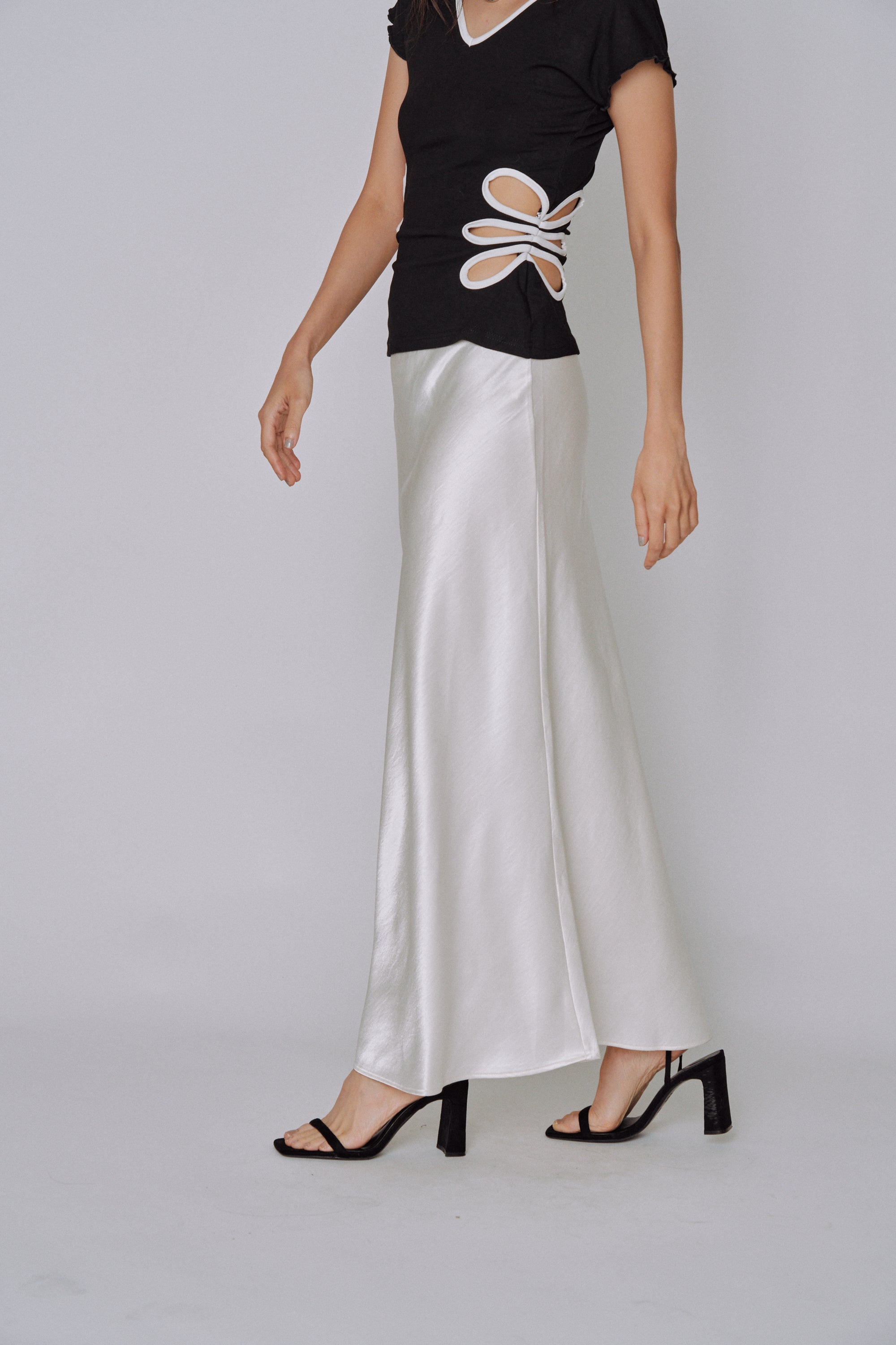 NEW|Glossy Flow Satin Skirt
