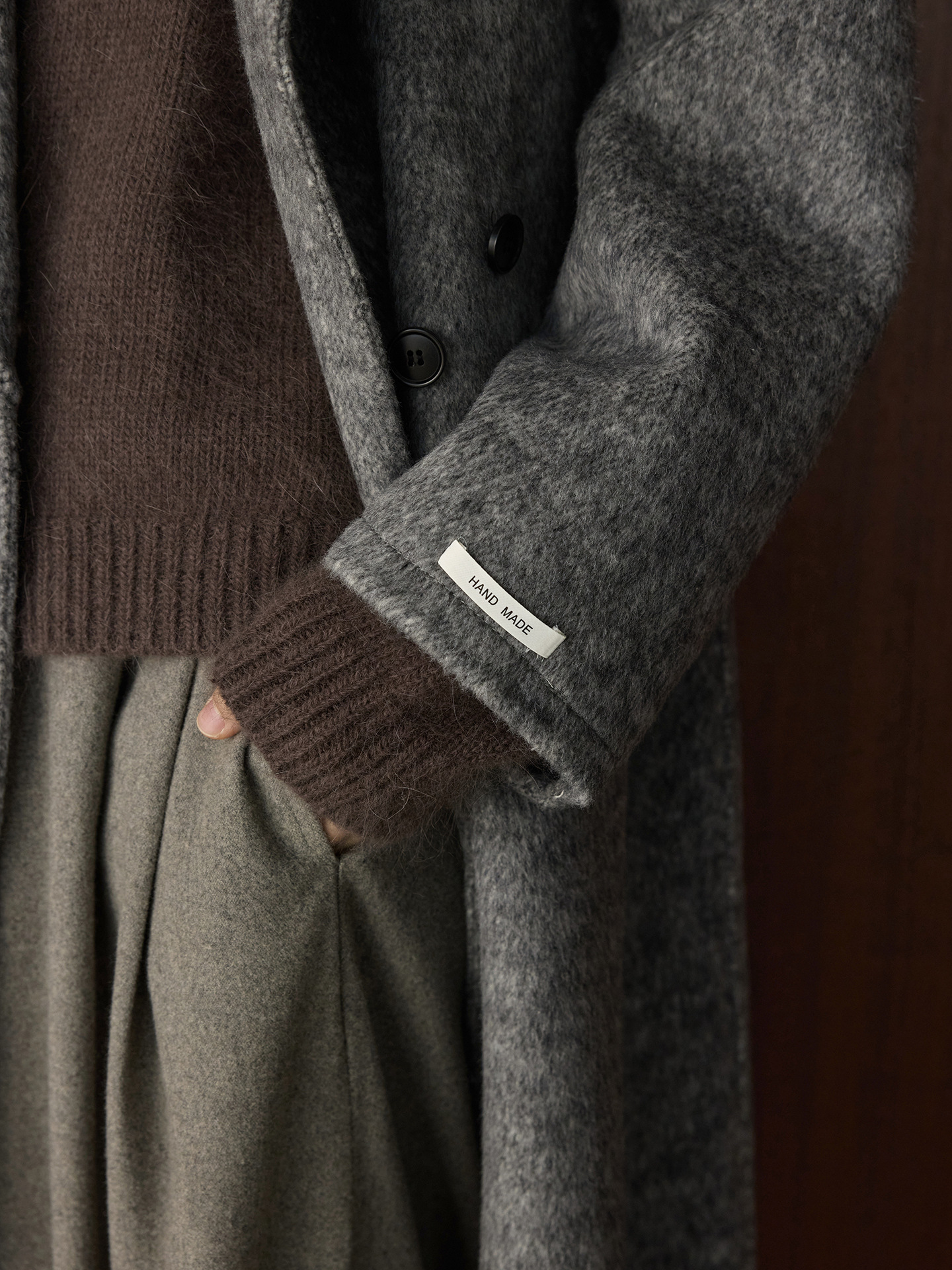 Textured Wool Hooded Coat Set