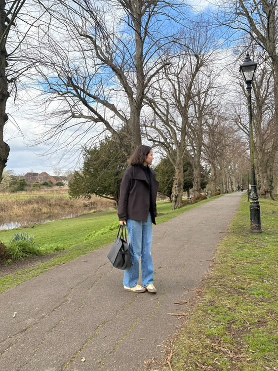 Real leather boston bag