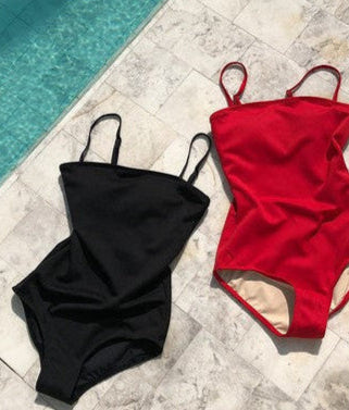 Square Neck Simple Swimsuit
