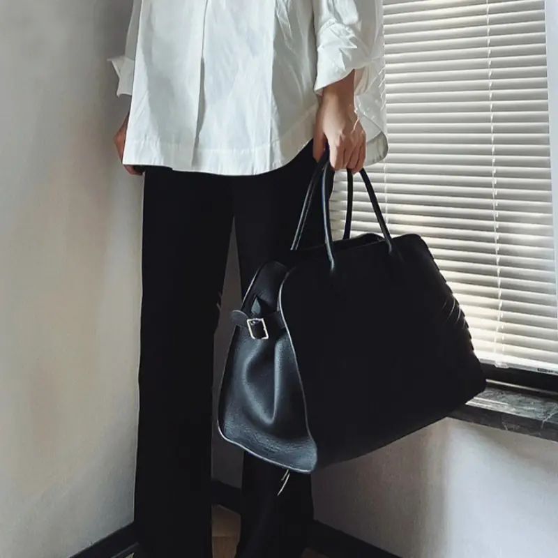 Real leather boston bag