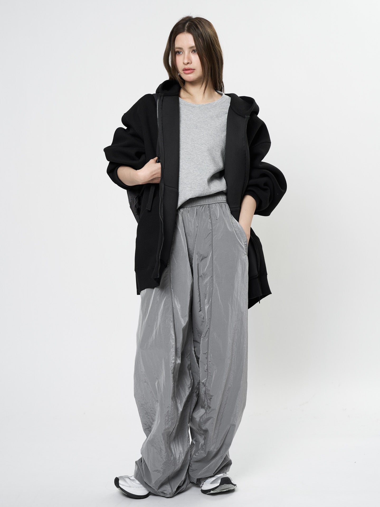 Oversized nylon joggers
