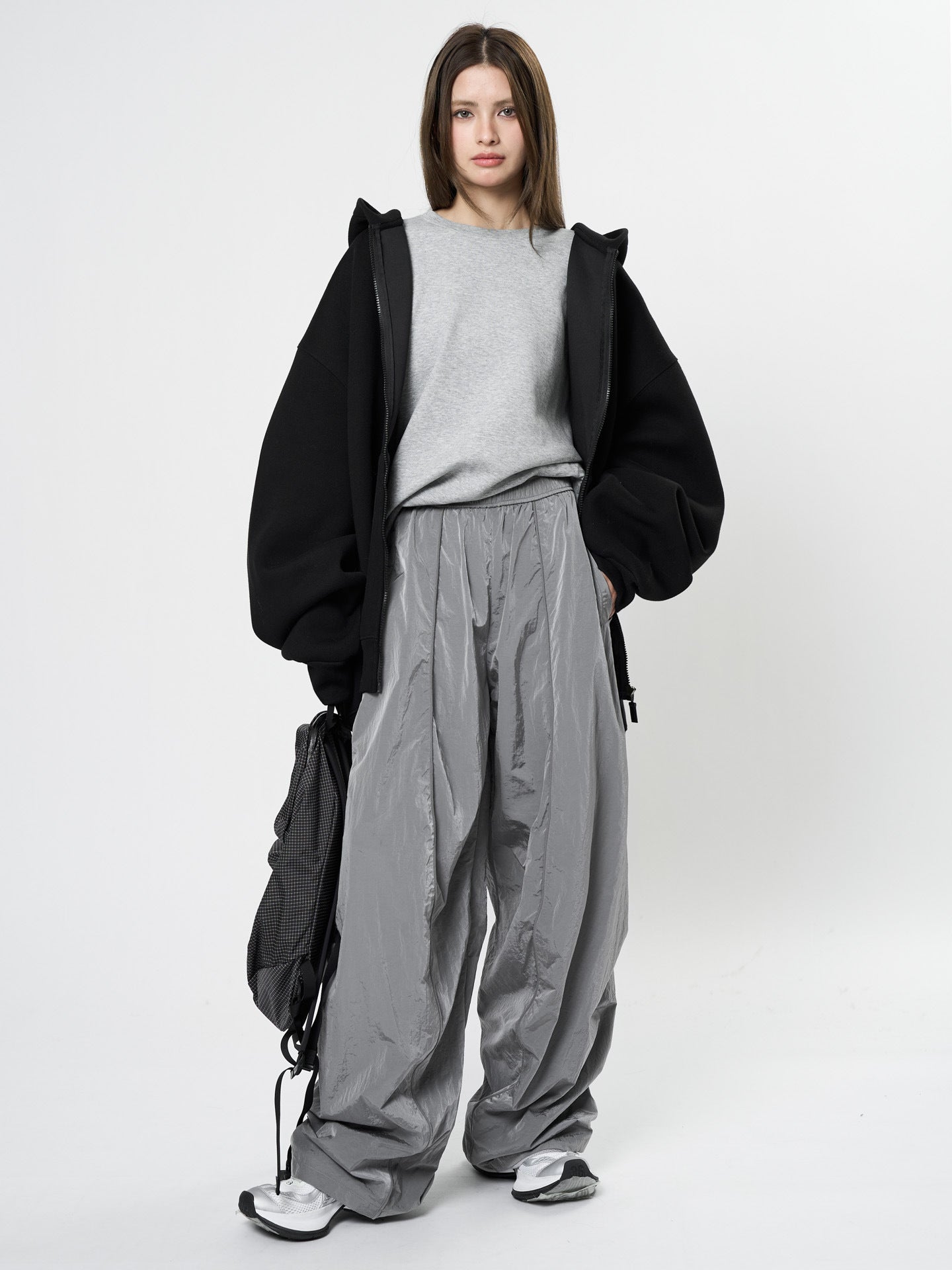 Oversized nylon joggers