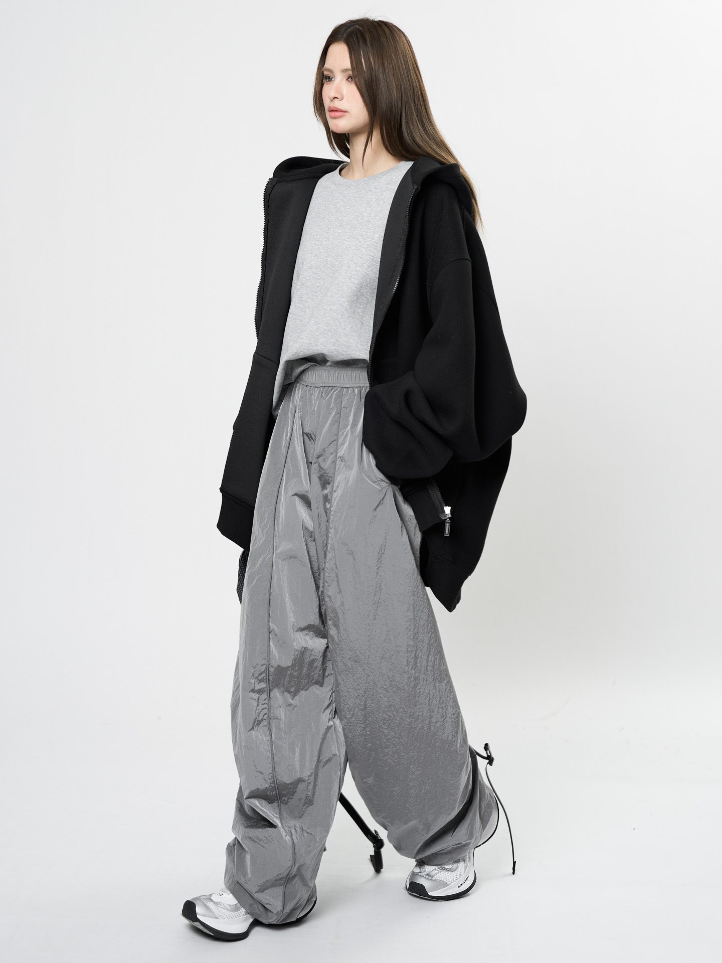 Oversized nylon joggers