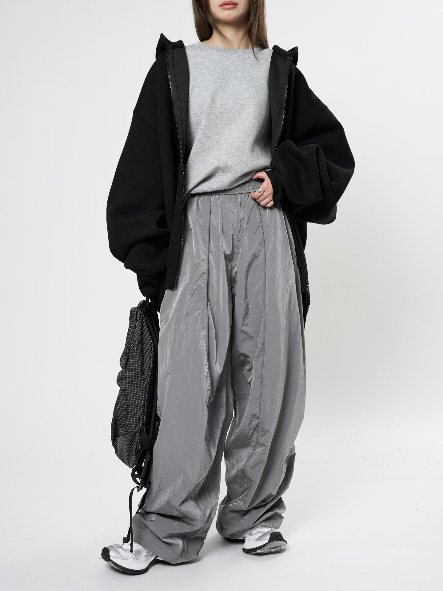 Oversized nylon joggers