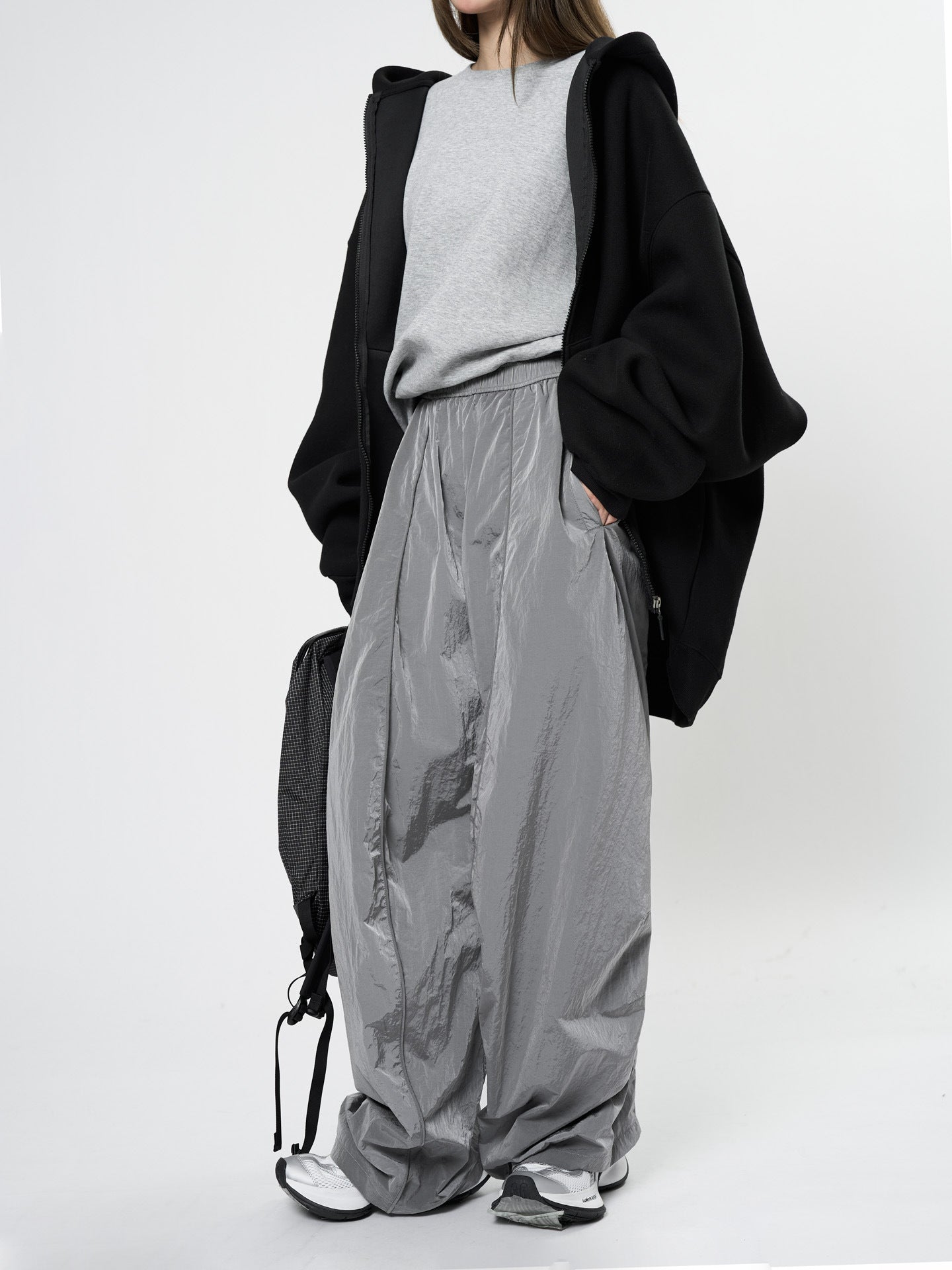 Oversized nylon joggers