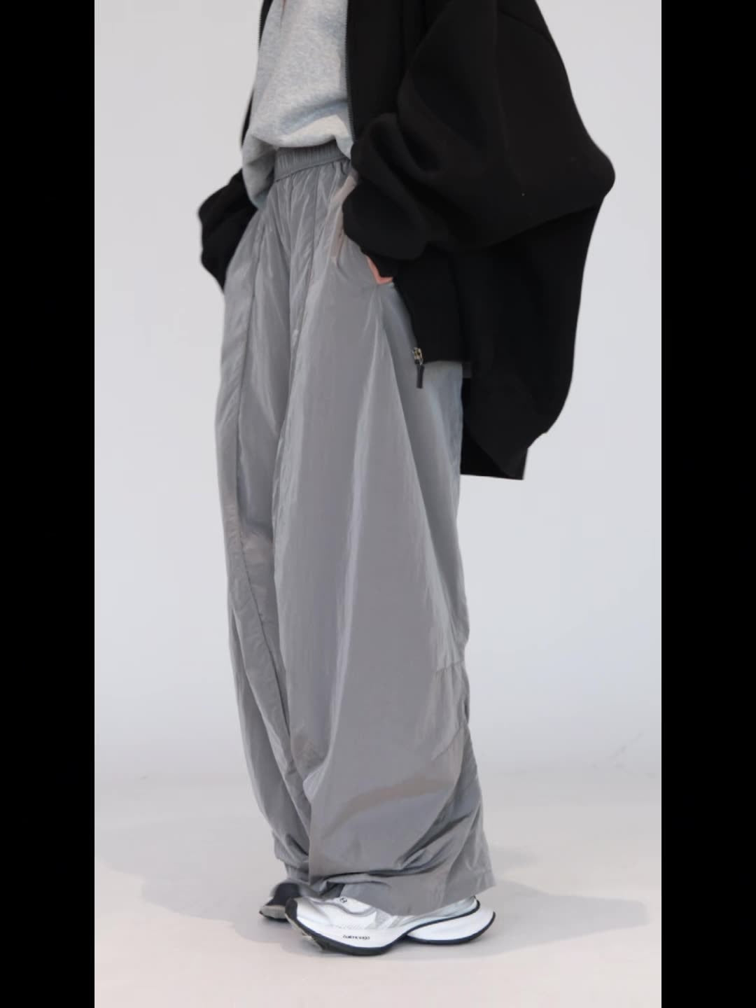 Oversized nylon joggers