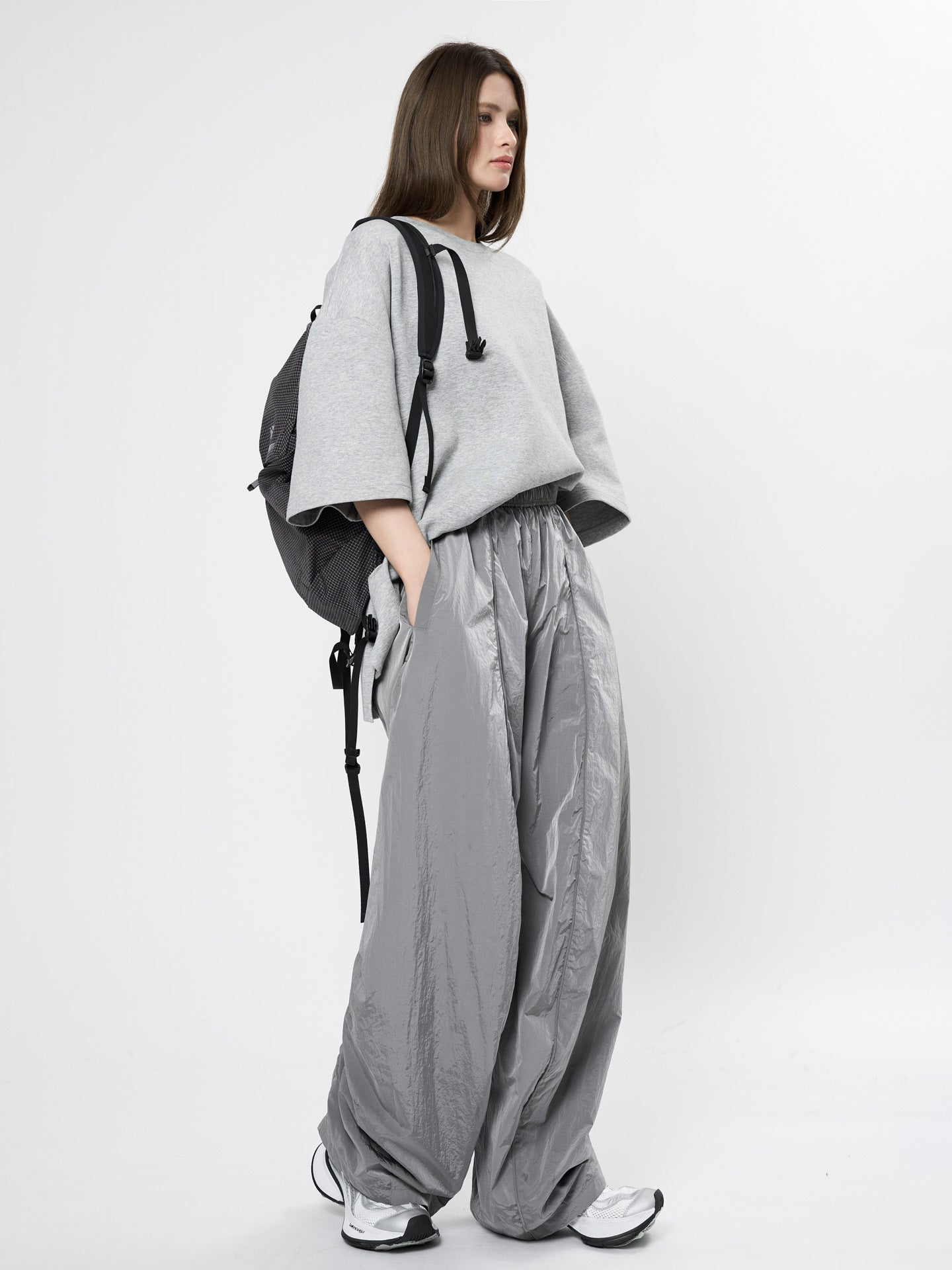 Oversized nylon joggers