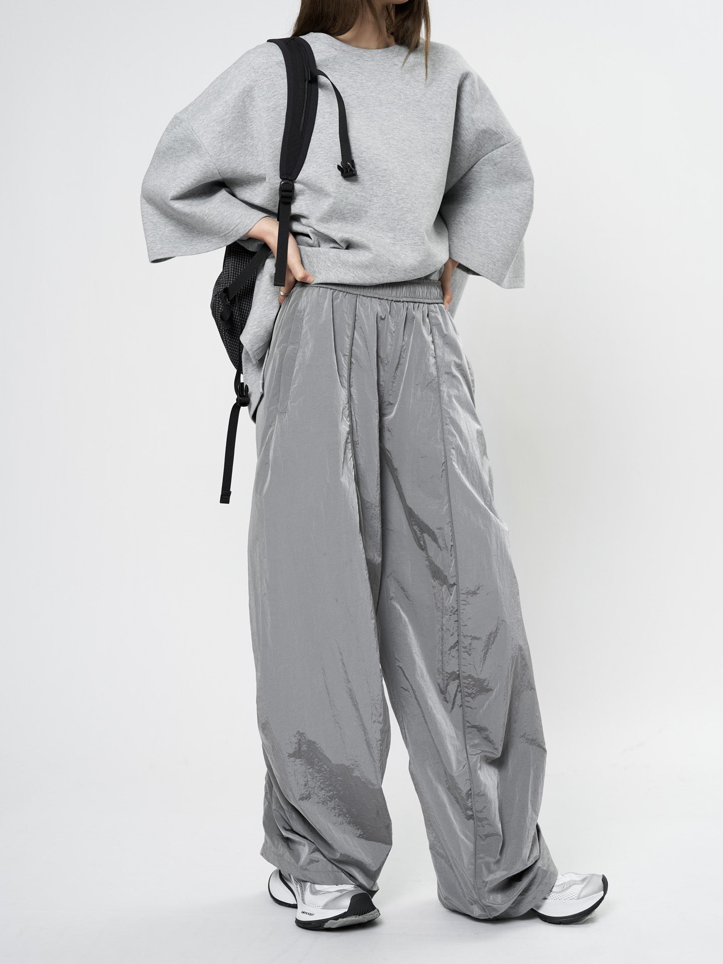 Oversized nylon joggers