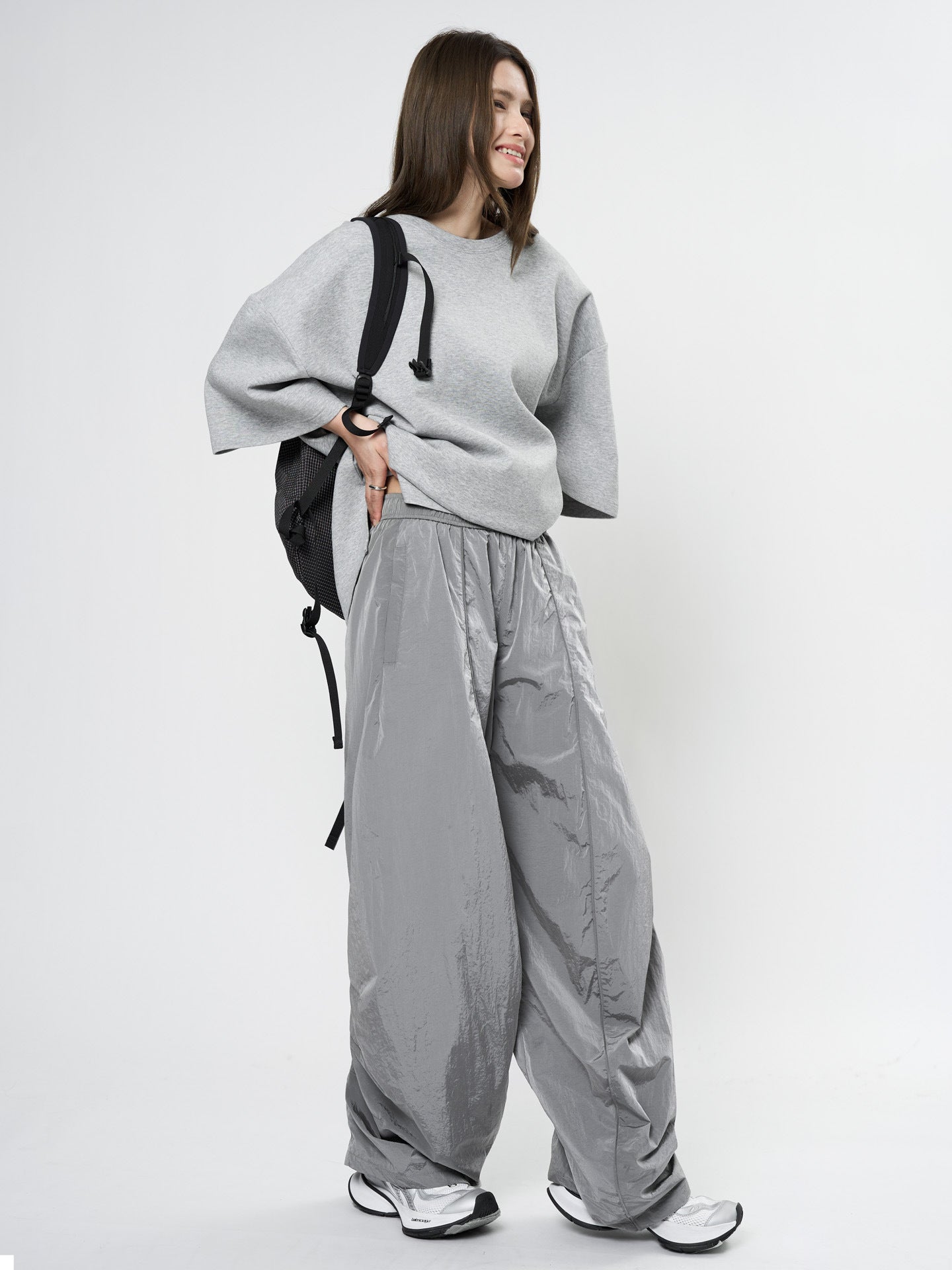 Oversized nylon joggers