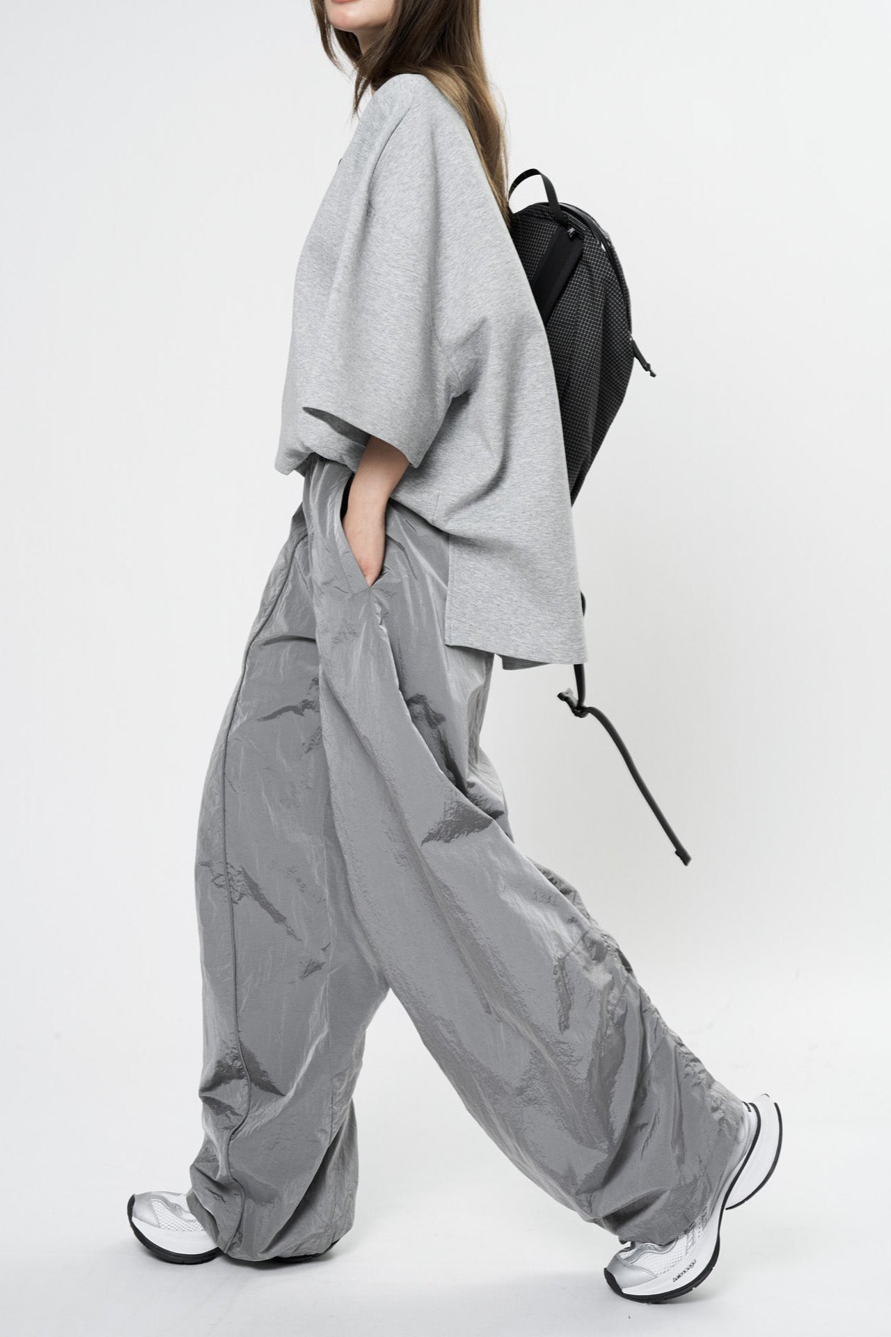 Oversized nylon joggers