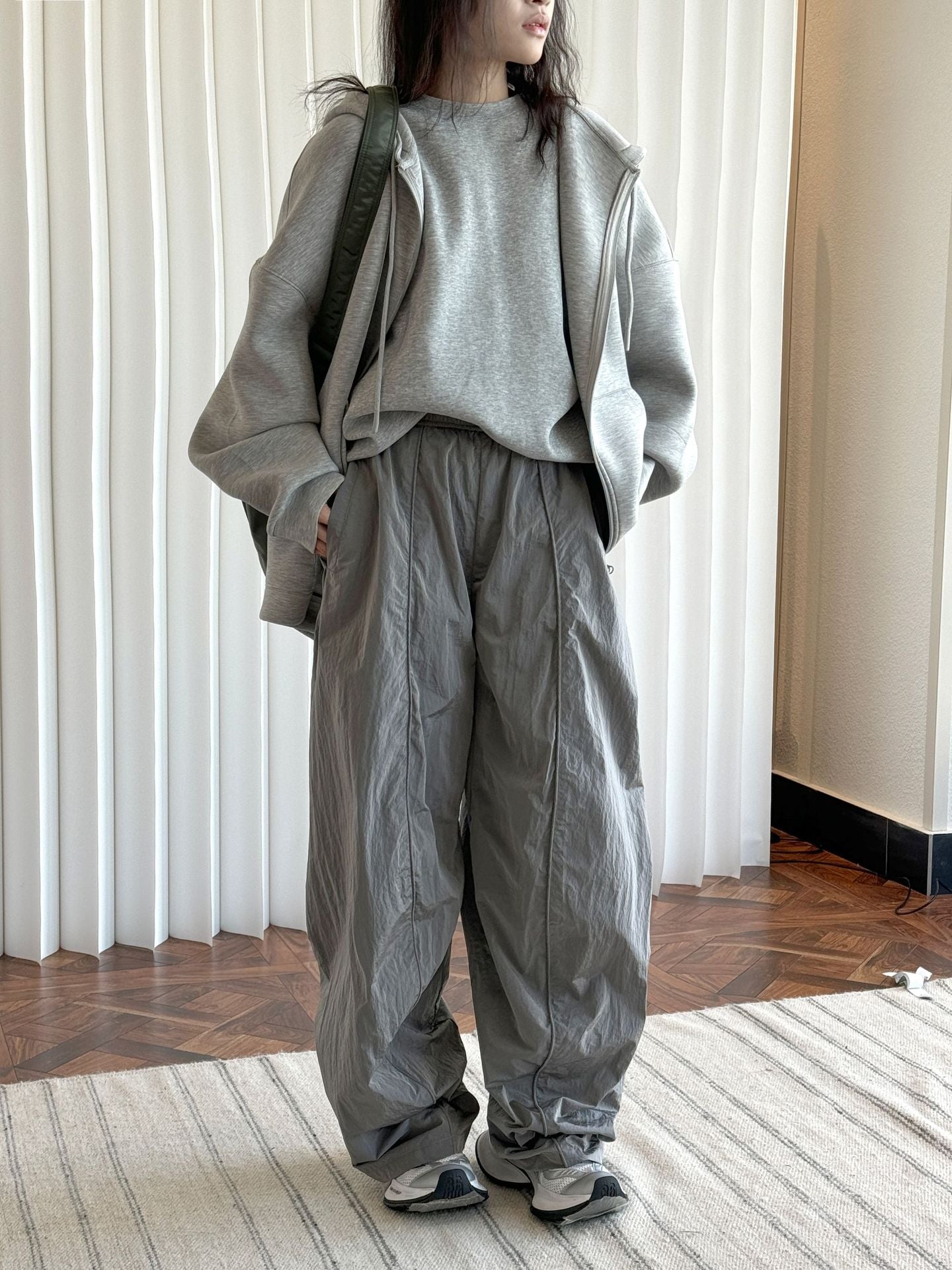 Oversized nylon joggers