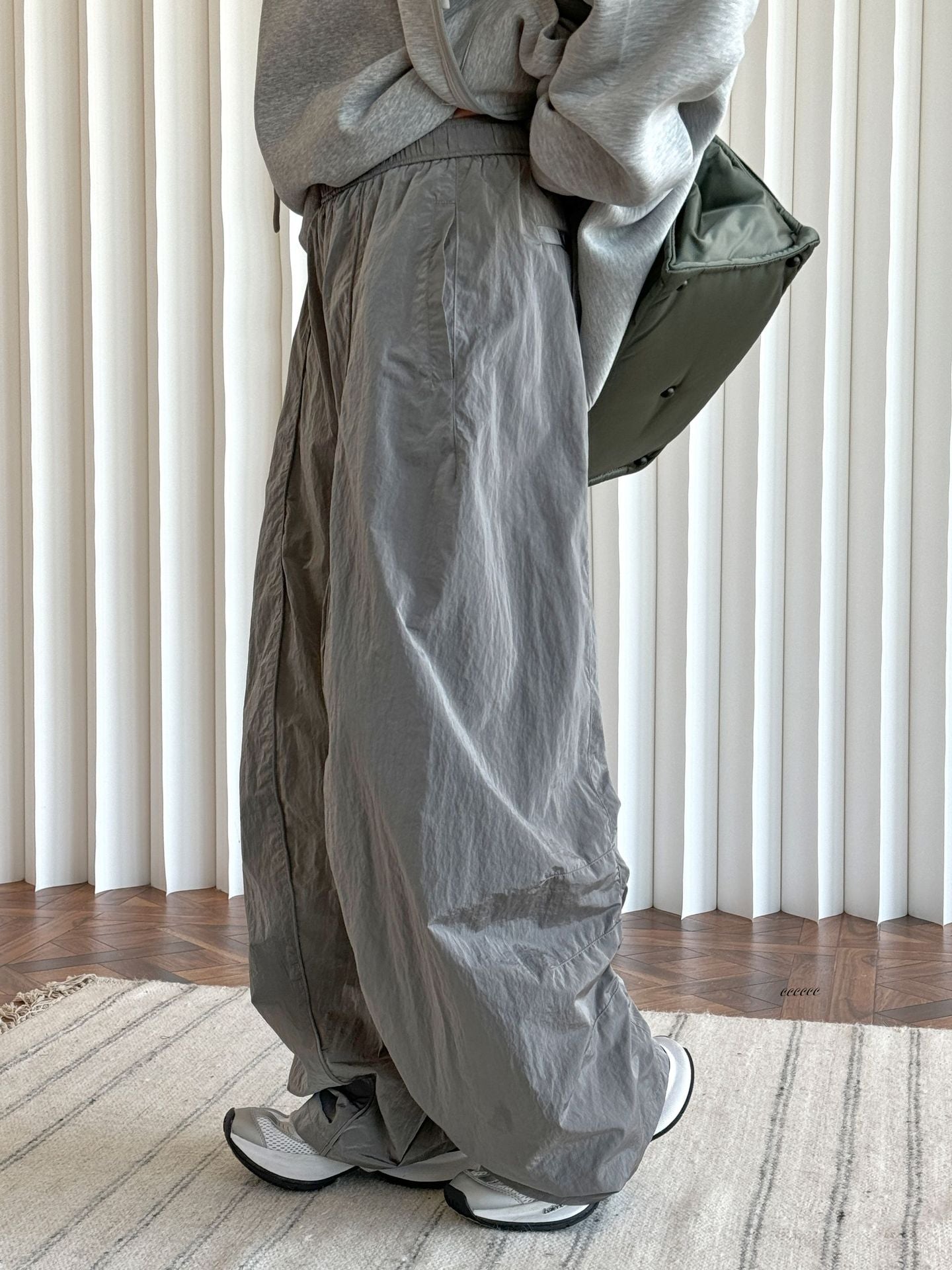 Oversized nylon joggers