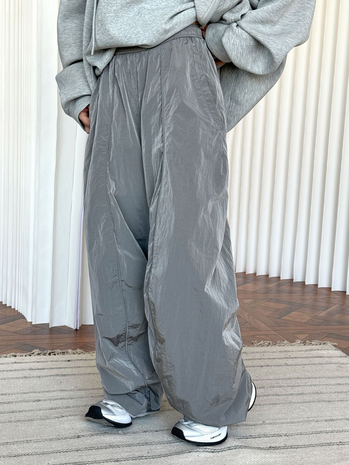 Oversized nylon joggers