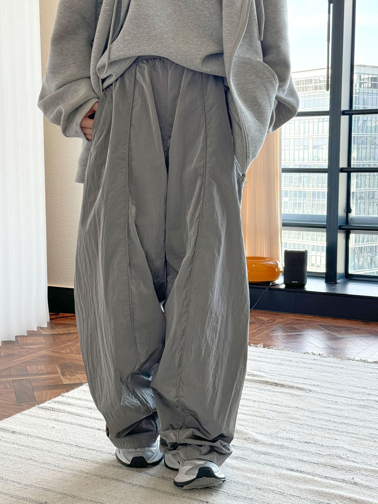 Oversized nylon joggers