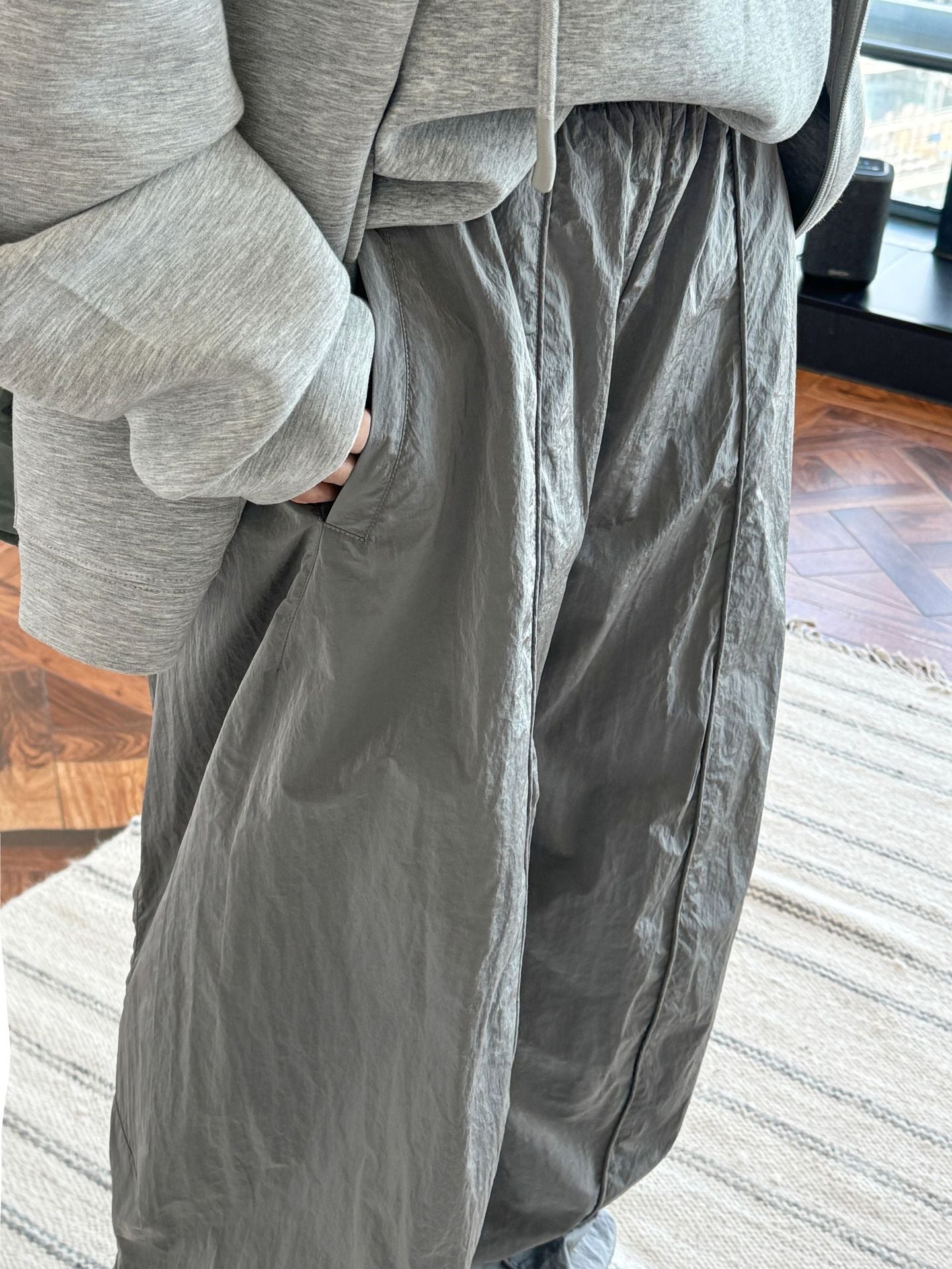 Oversized nylon joggers