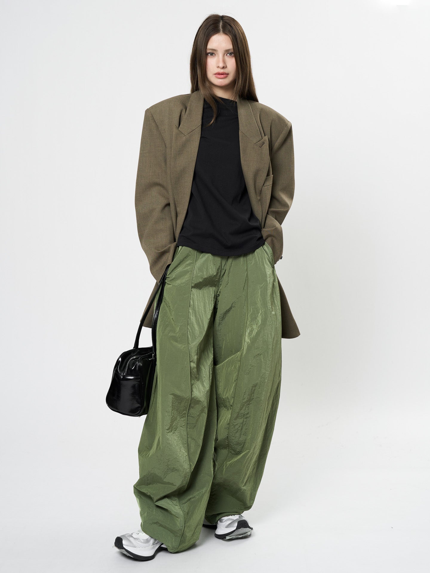 Oversized nylon joggers