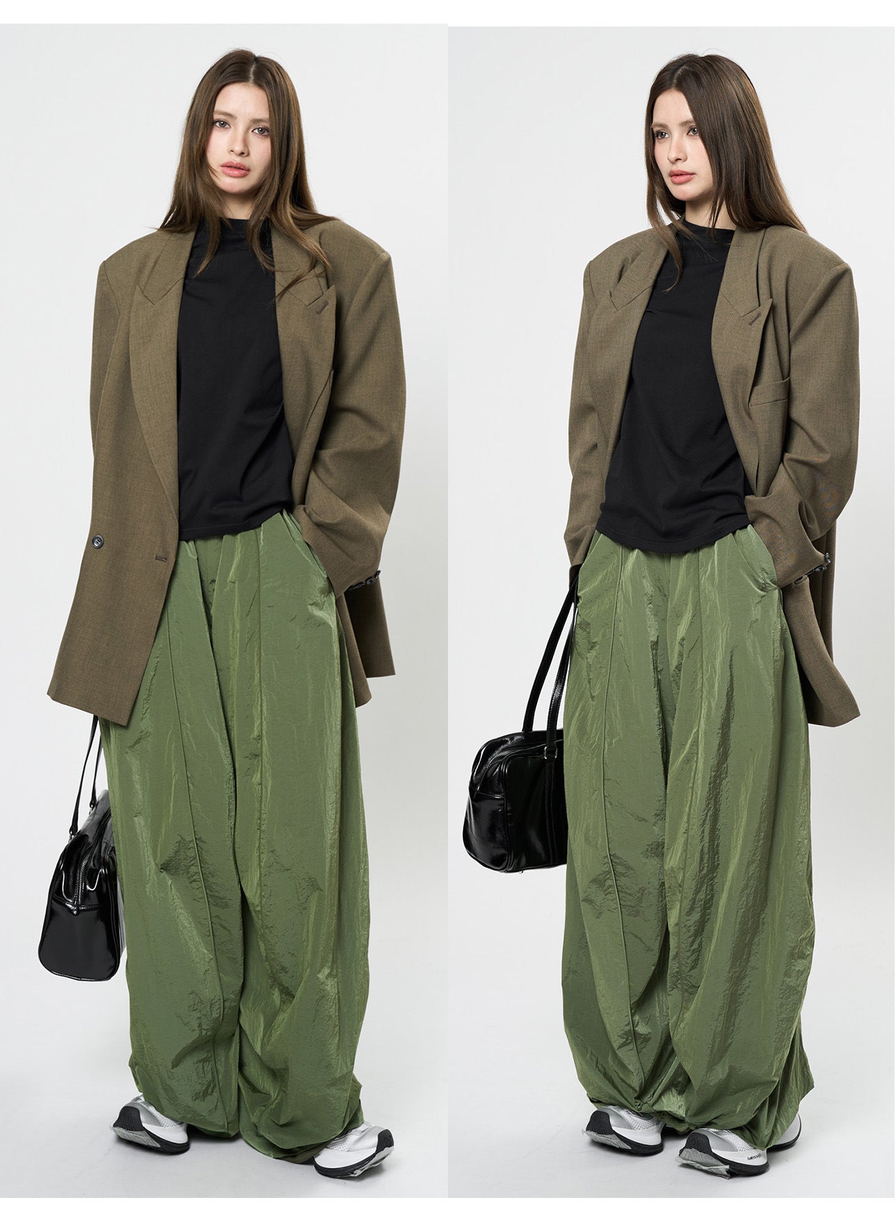 Oversized nylon joggers